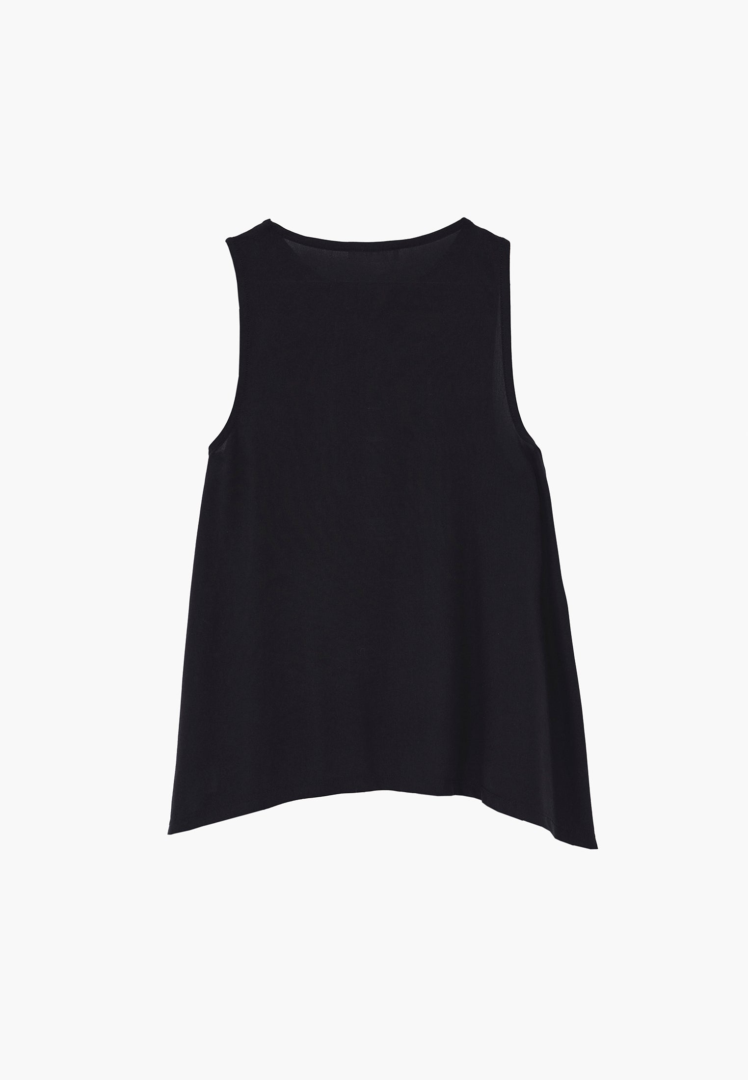 Crew Neck Loose Fit Tank Top - BLACK