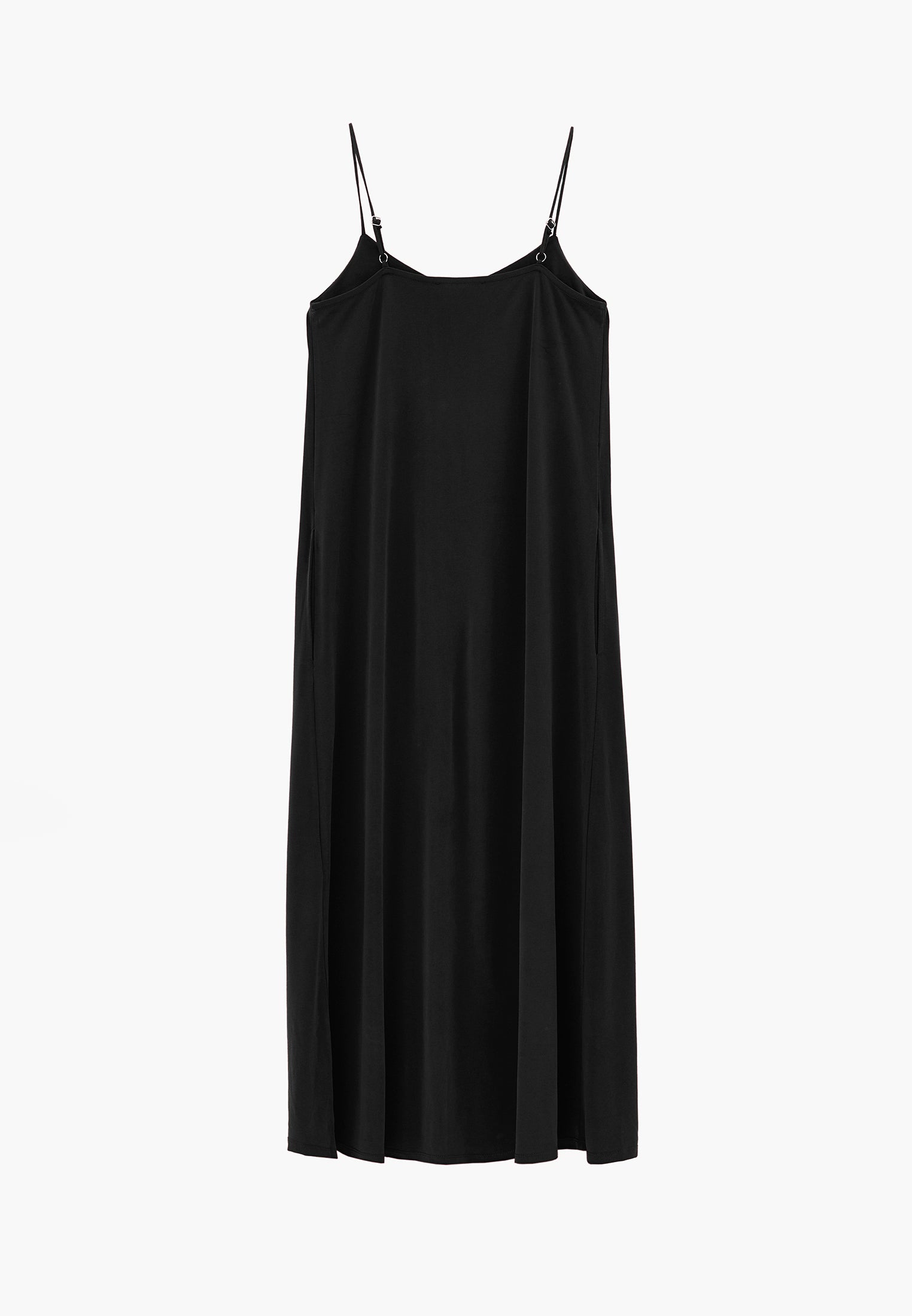 Strappy V Neck Midi Dress - BLACK