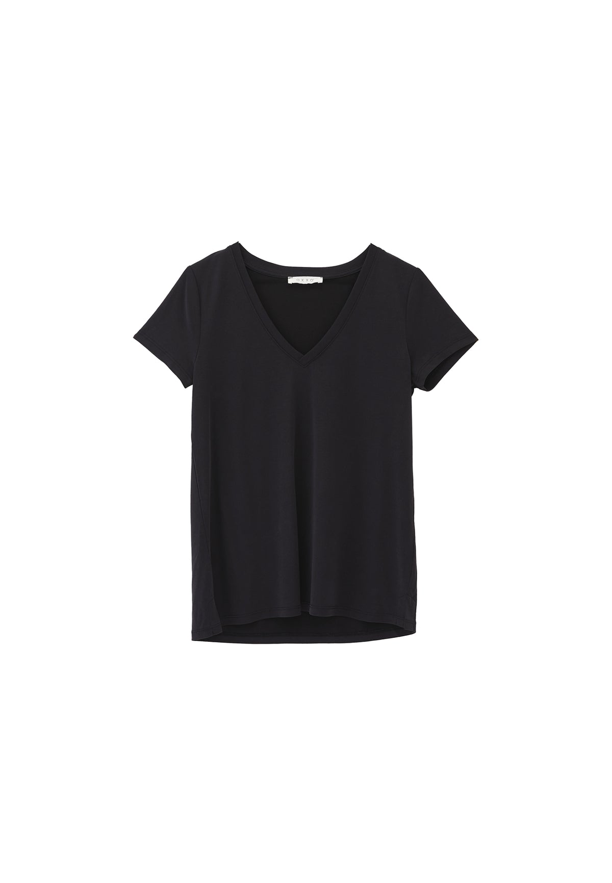 V Neck Short Sleeve T-Shirt - BLACK
