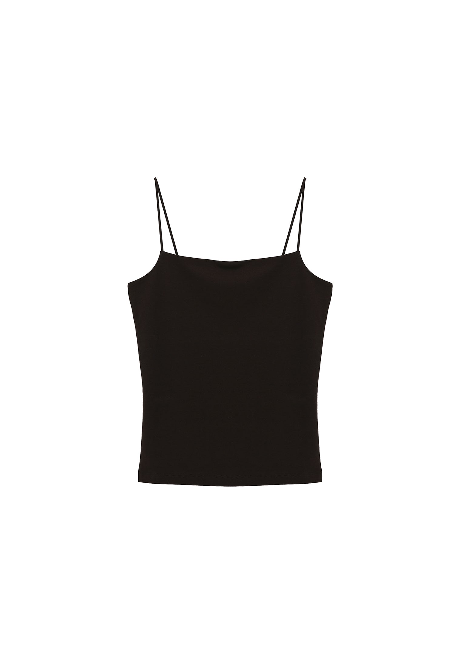 Wide Neck Bodycon Tank Top - BLACK