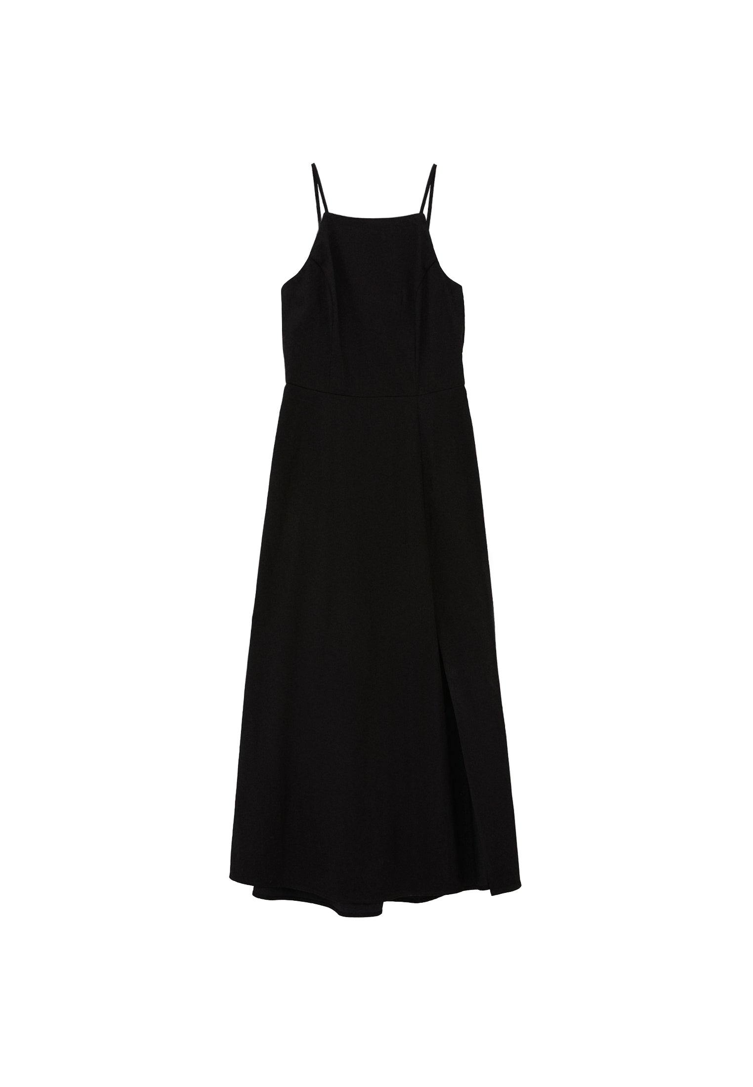 Strappy Halter Neck Long Dress - BLACK