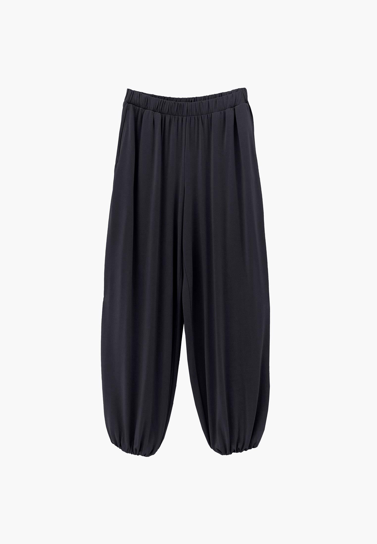 Balloon Form High Waist Jogger Pants - BLACK