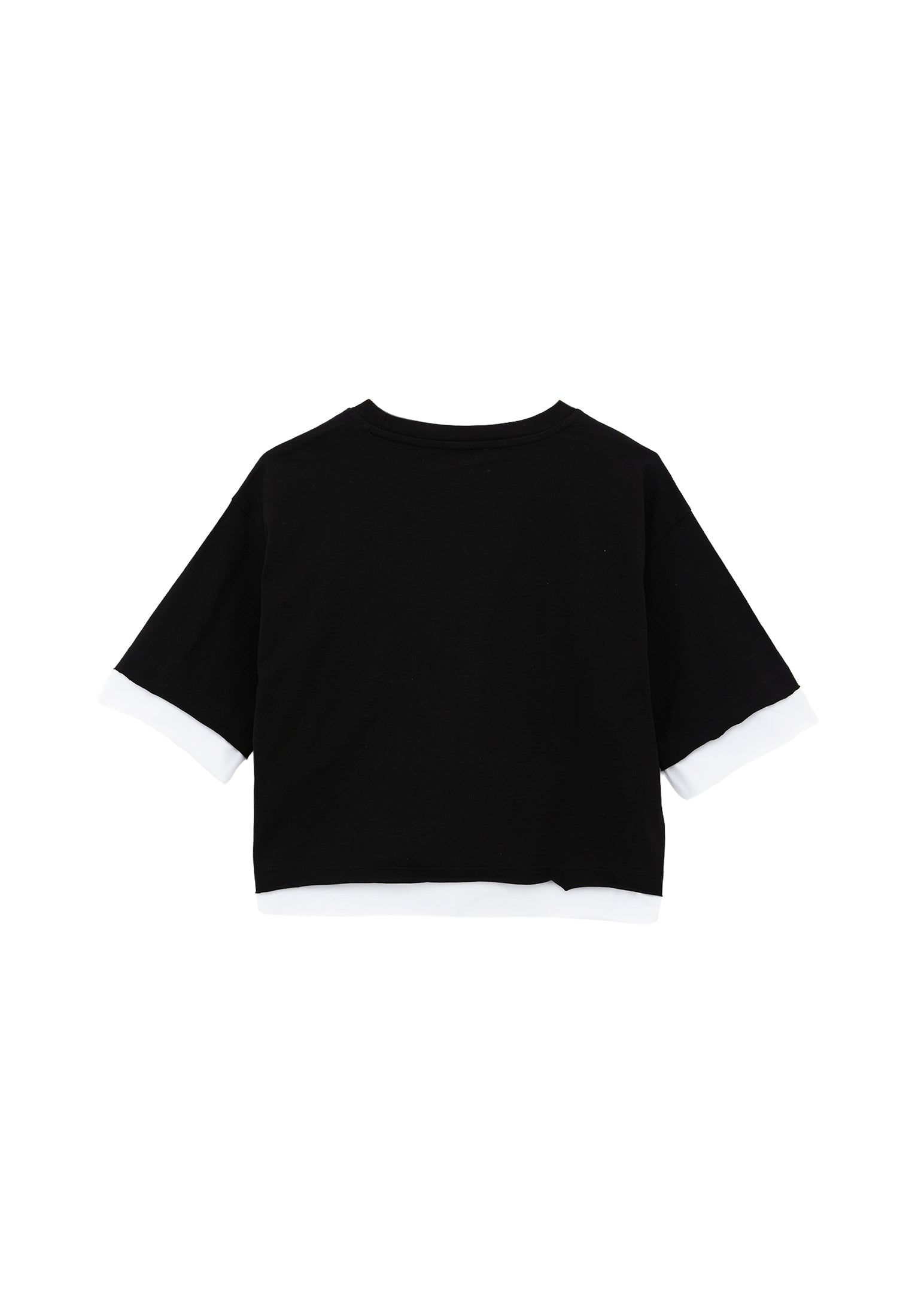 Cropped Crew Neck T-Shirt - BLACK