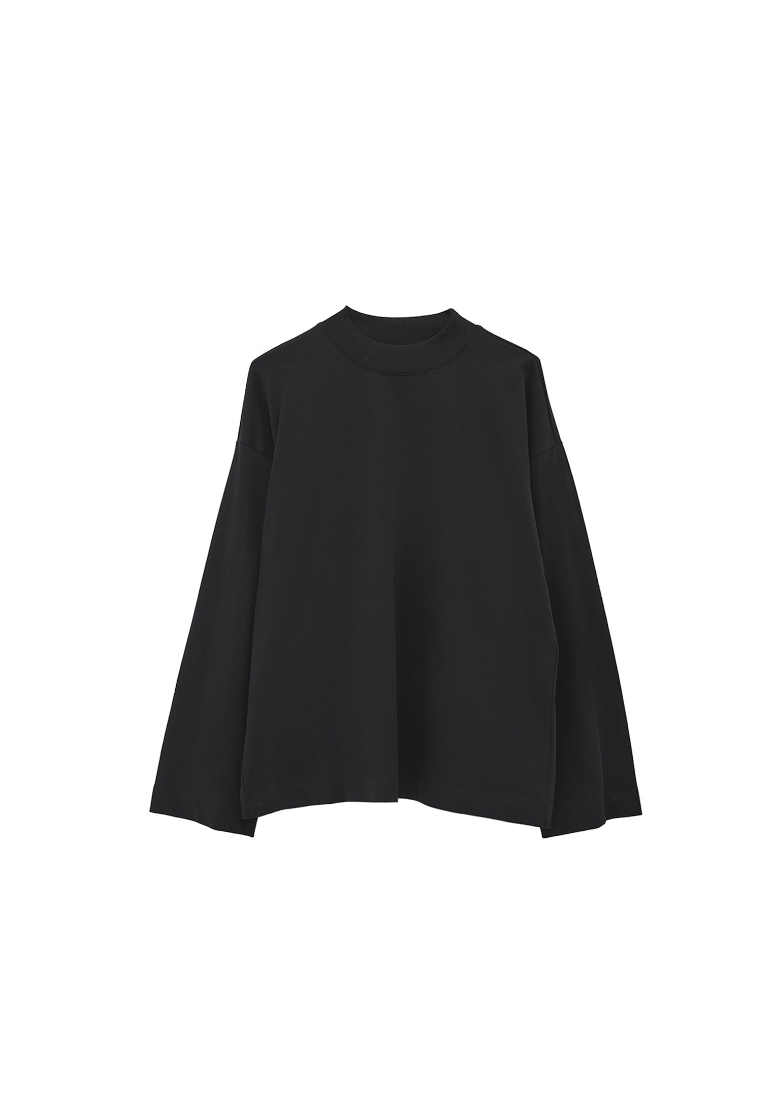 High Neck Oversize T-Shirt - BLACK