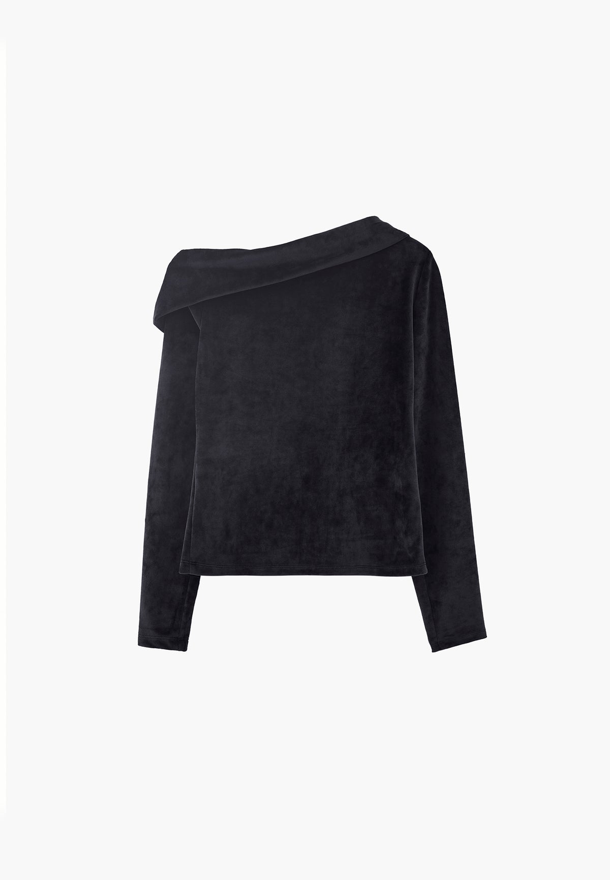 Low Shoulder Long Sleeve T-Shirt - BLACK