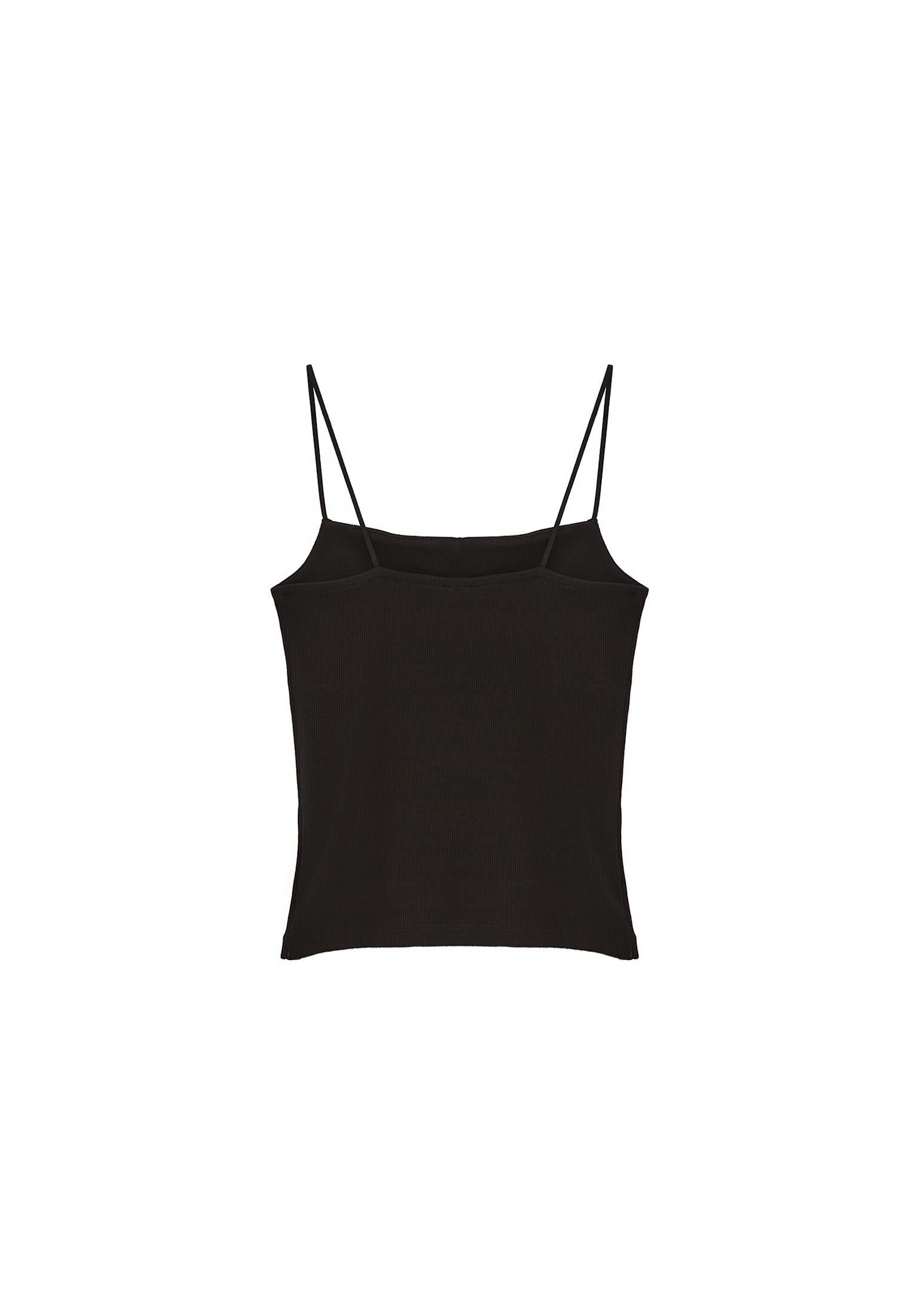 Wide Neck Tank Top - BLACK