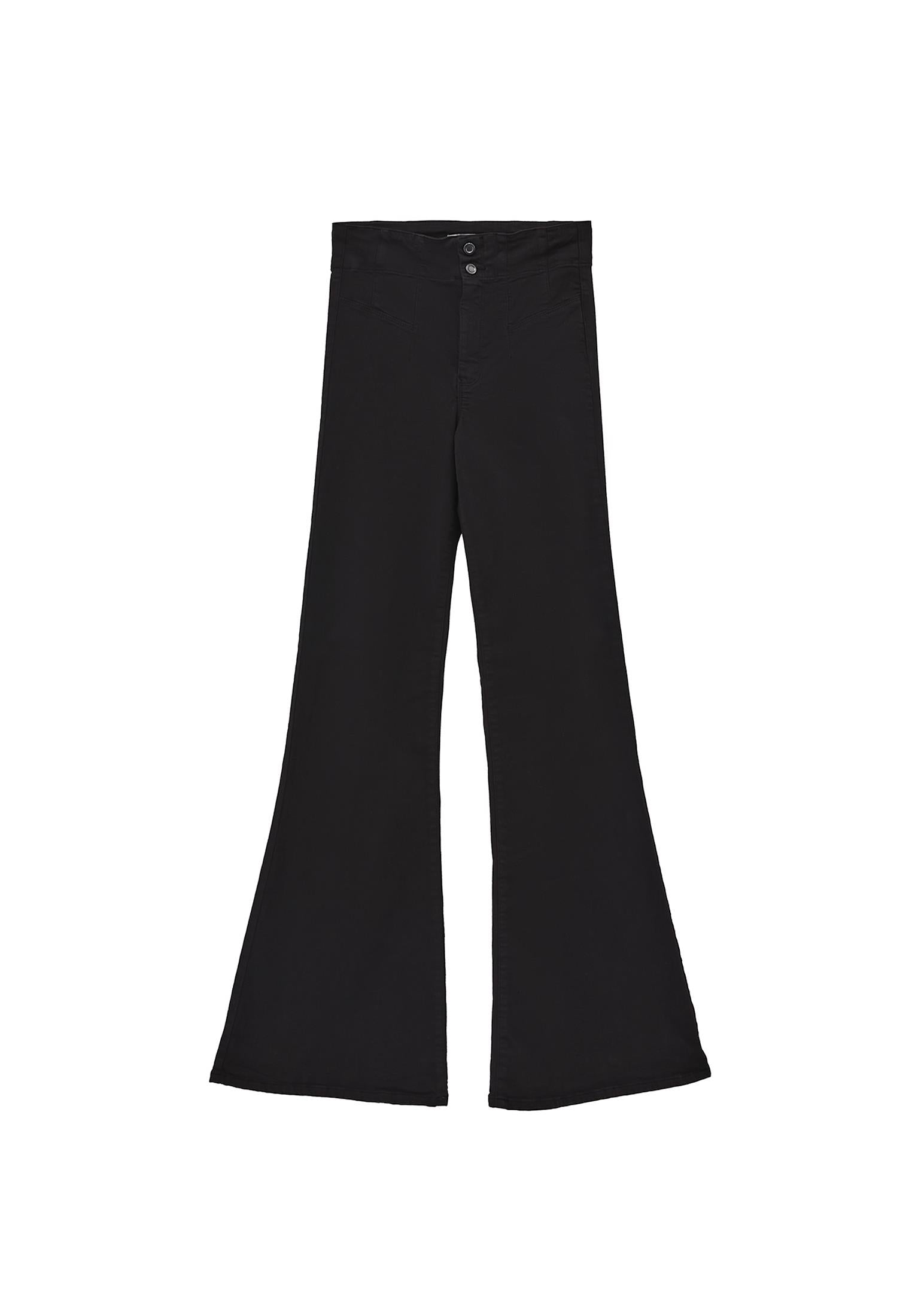 Standard Length Ultra High Waist Flared Pants - BLACK