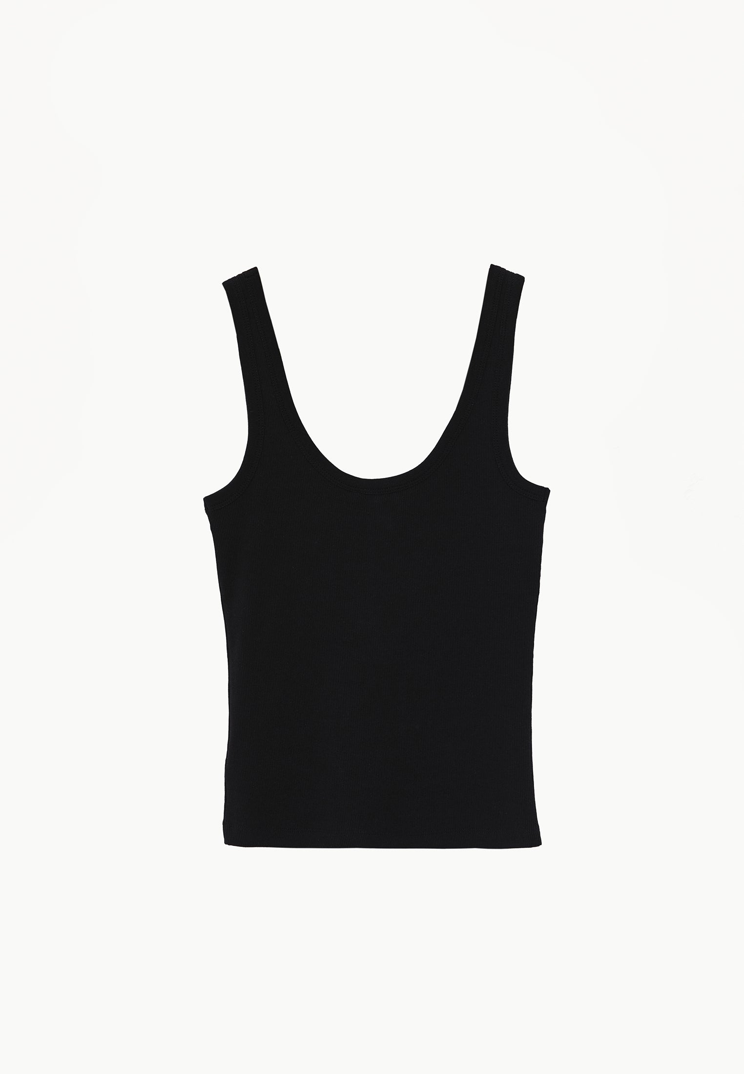 U Neck Bodycon Ribbed Tank Top - BLACK