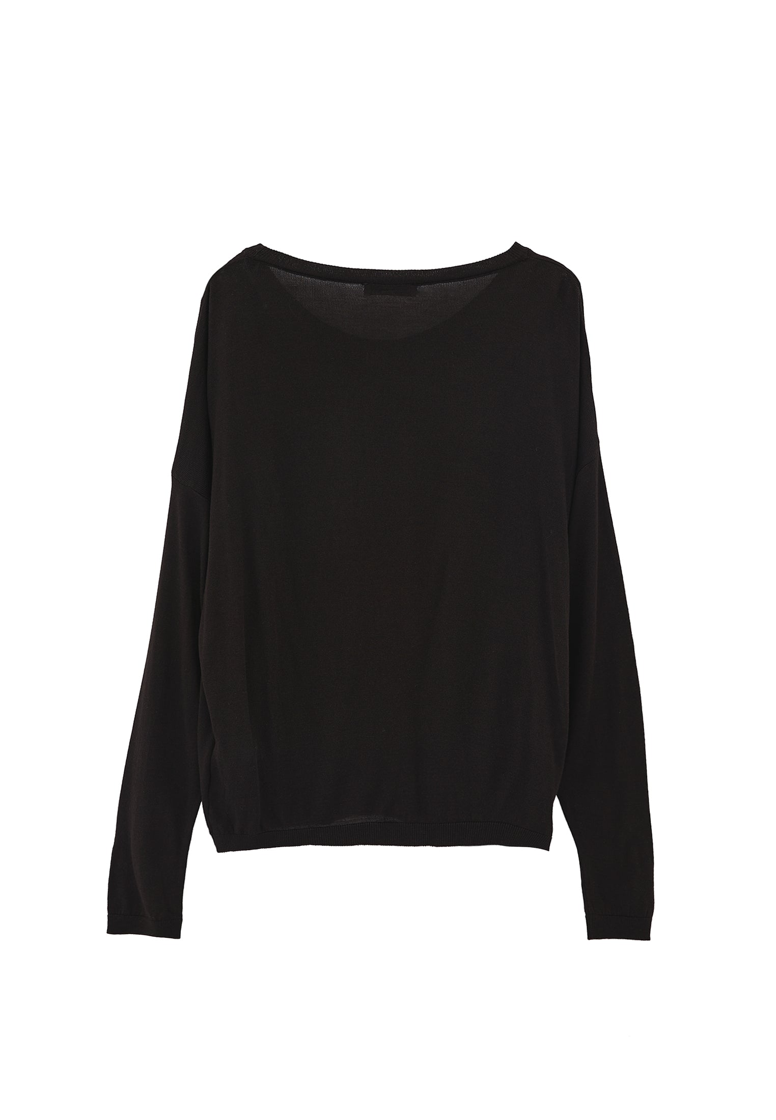 Knitted Boat Neck Sweater - BLACK