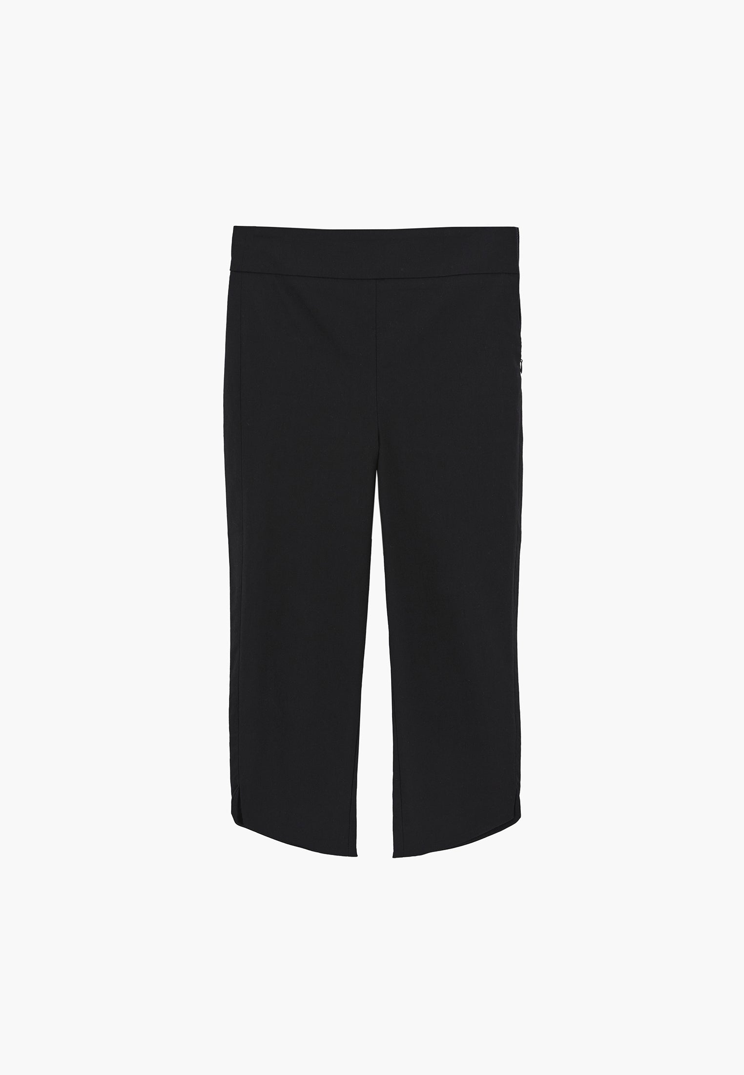 Normal Waist Slim Leg Capri Shorts - BLACK