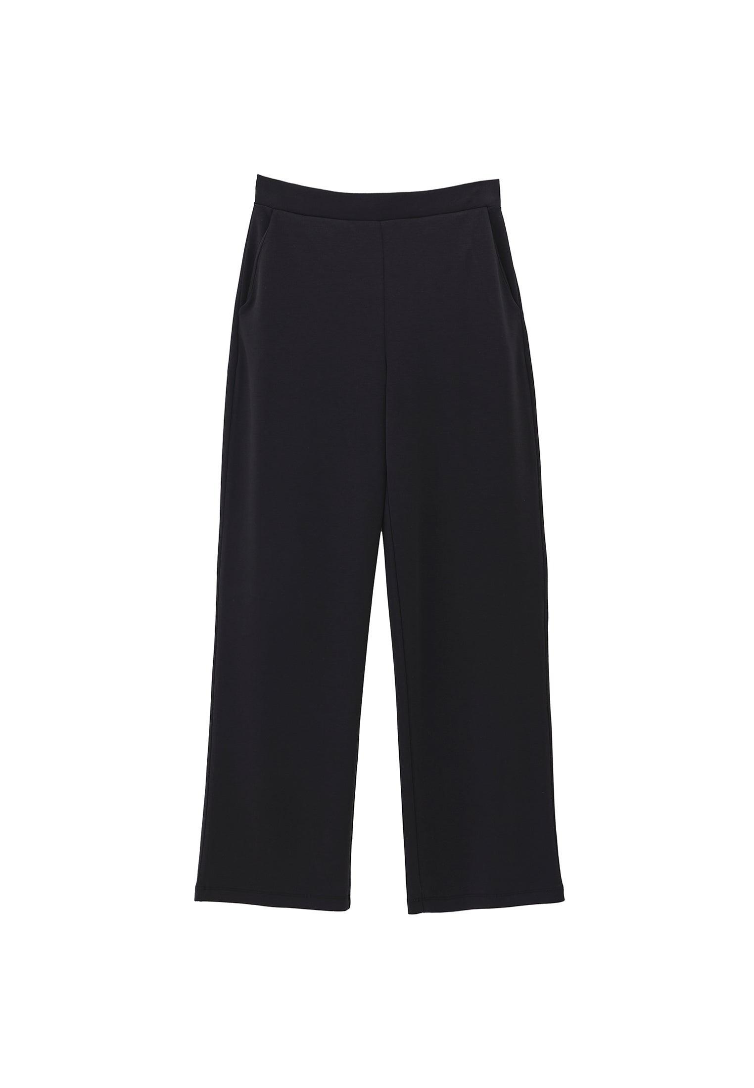High Waist Standard Straight Leg Pants - BLACK