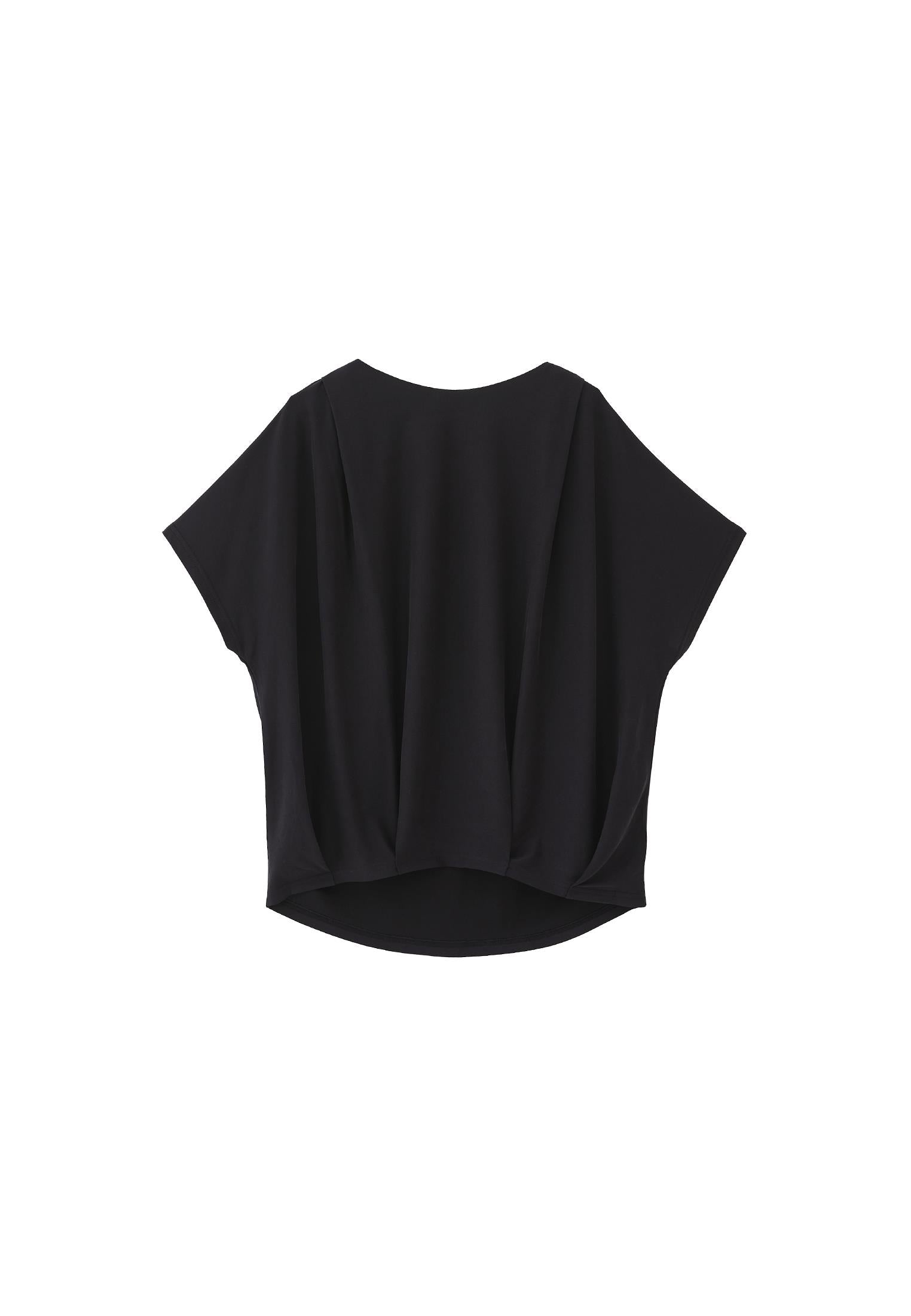 Boat Neck Batwing Sleeve Oversize Tunic T-Shirt - BLACK