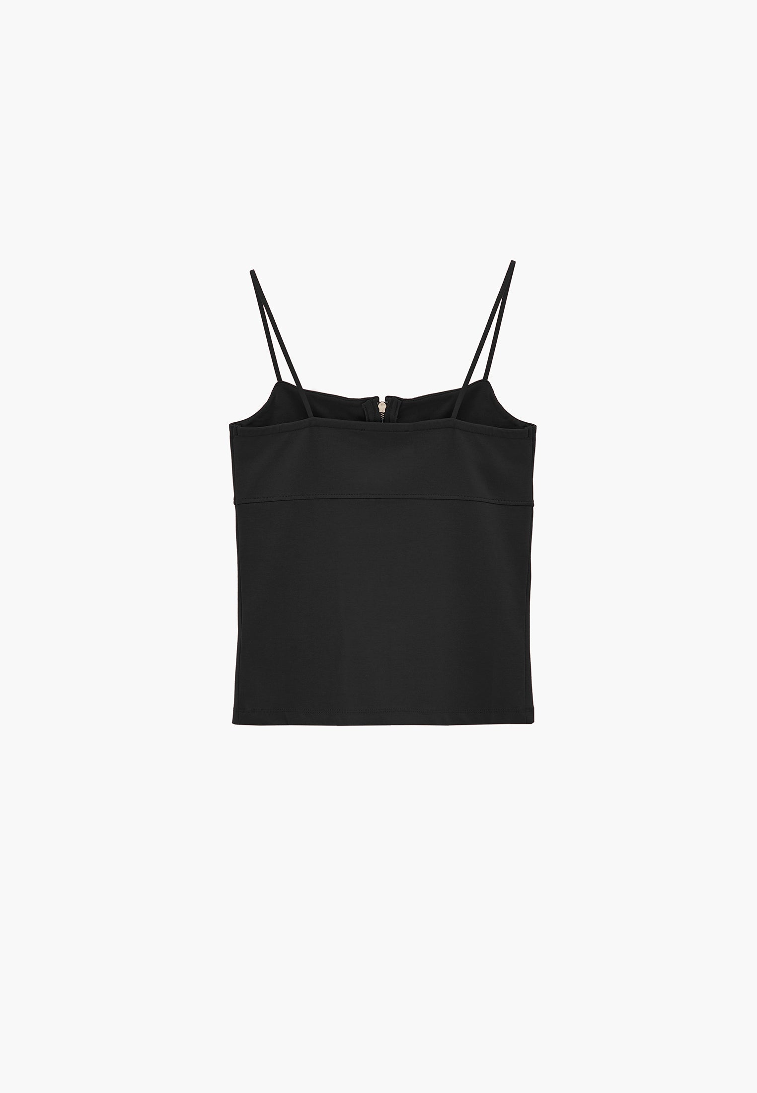 Sleeveless Top With Zipper Detail And Square Neckline - BLACKK