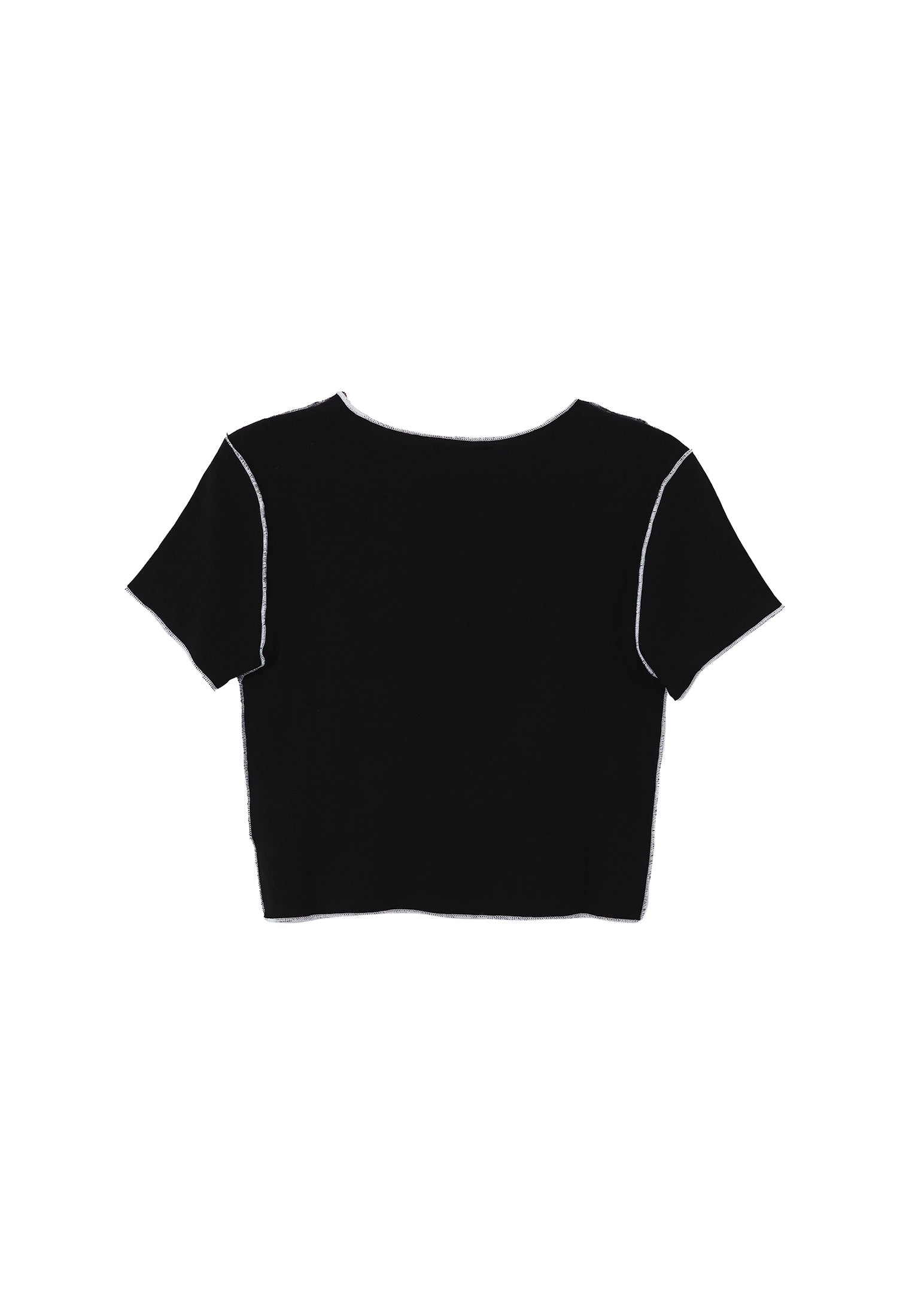 Closed Form Cropped Short Sleeve Crew Neck T-Shirt - BLACK