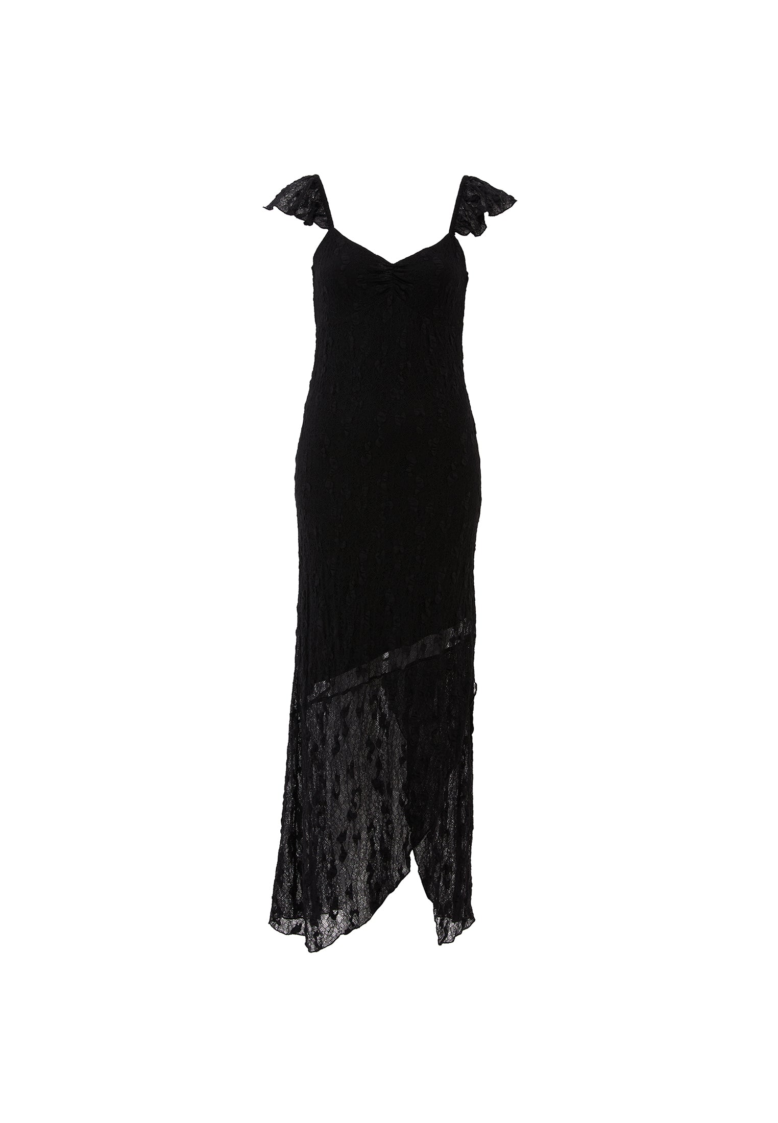V Neck Long Maxi Dress - BLACK