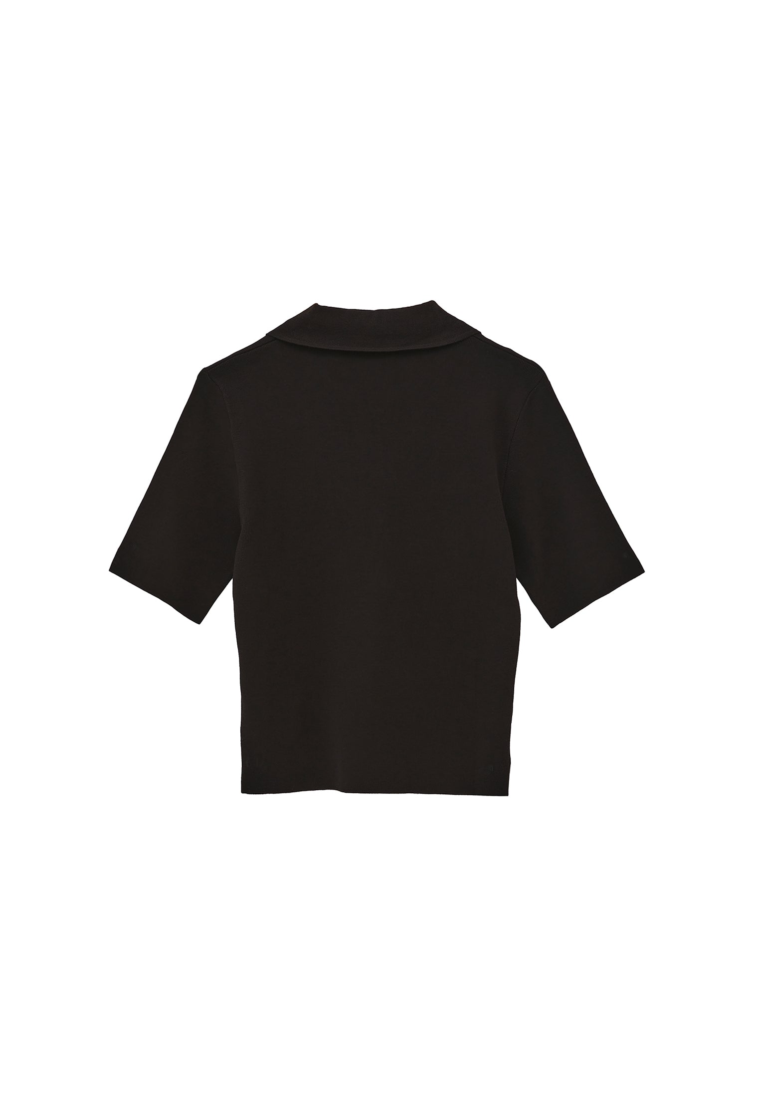 Polo Collar Zipper Detailed Standard T-Shirt - BLACK