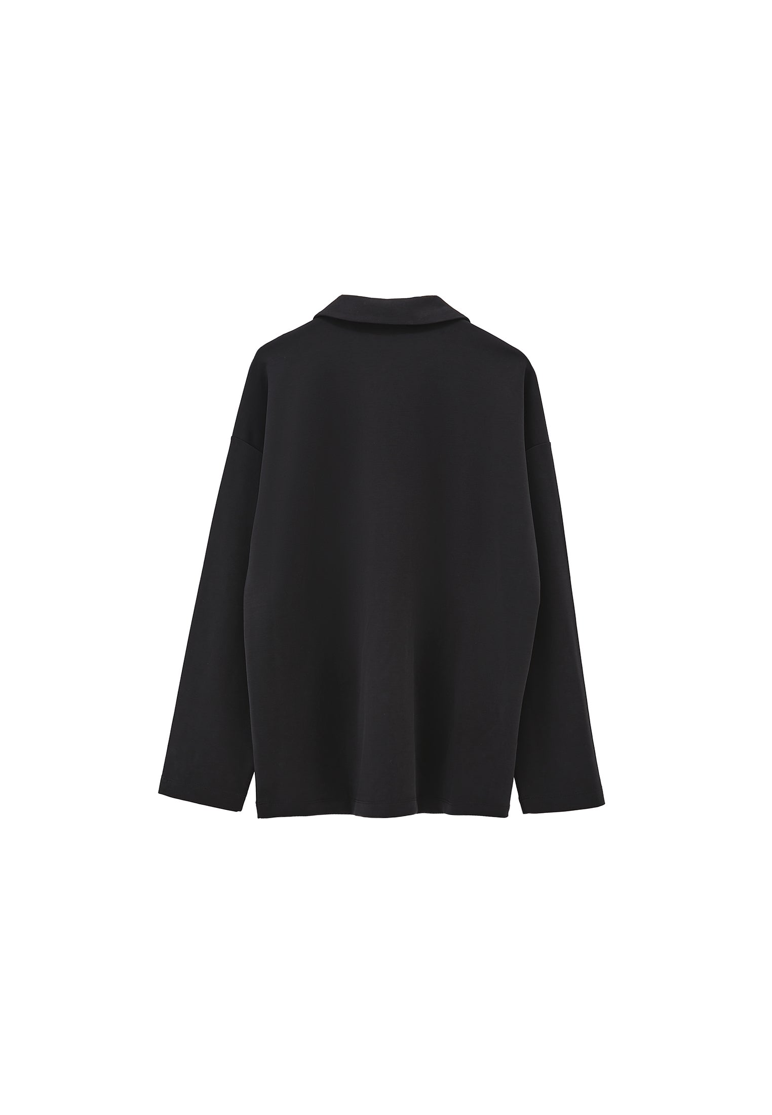 Polo Neck Oversize Sweatshirt - BLACK
