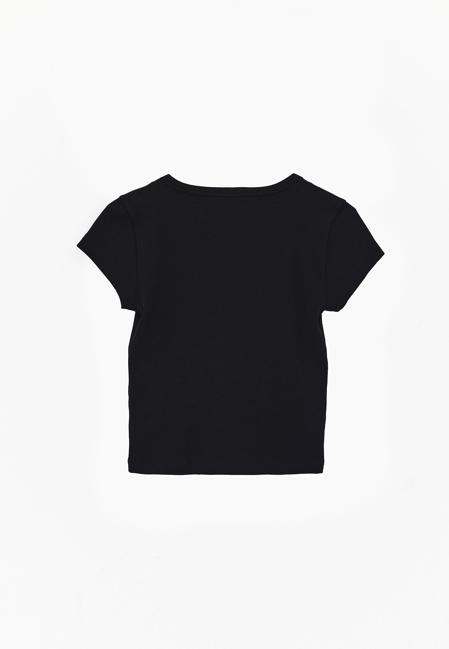 U Neck Bodycon T-Shirt - BLACK