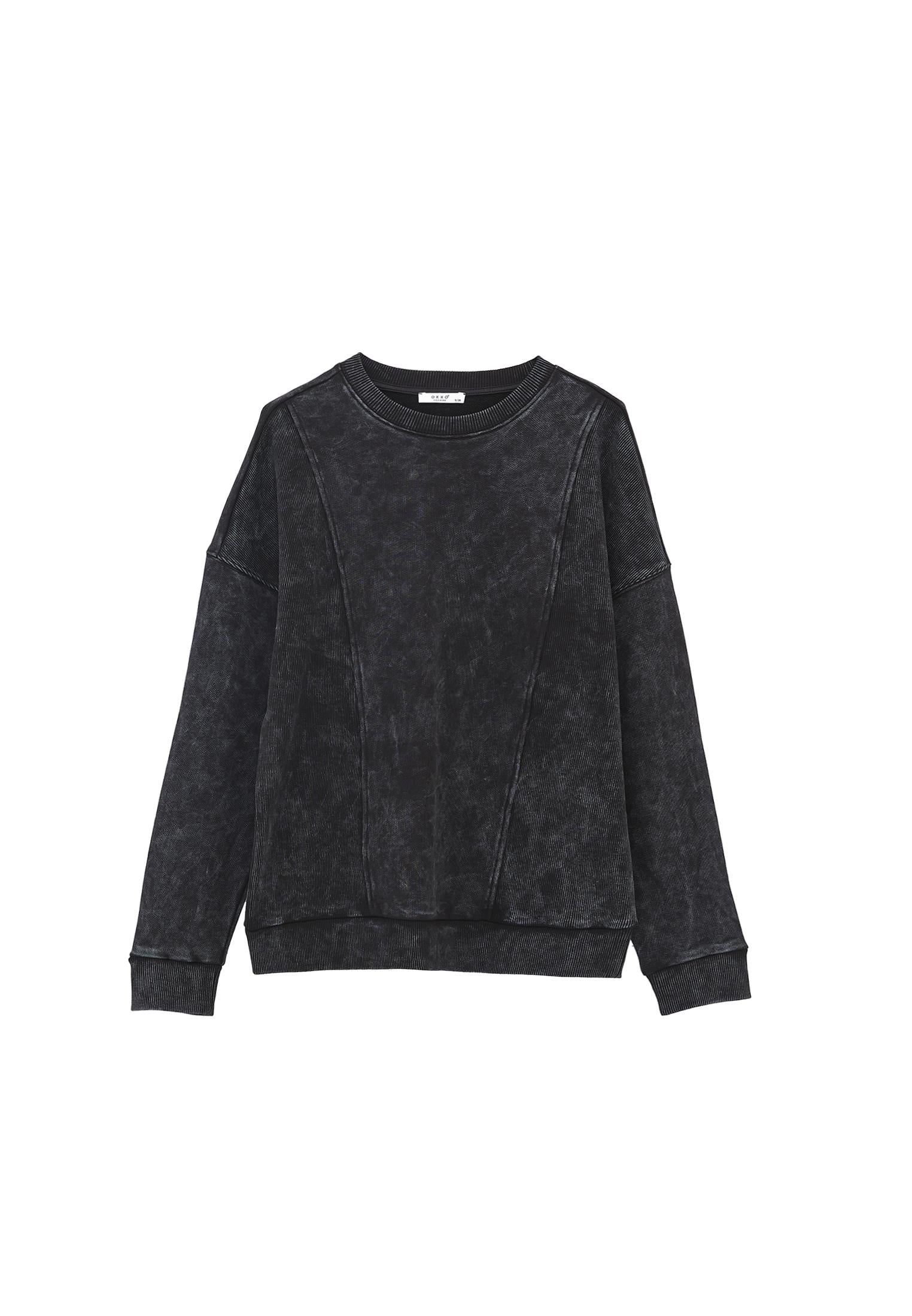 Zip Detailed Oversize Sweatshirt - BLACK