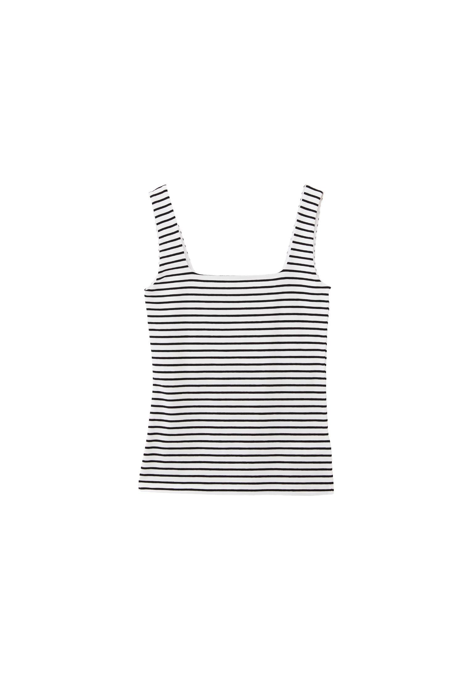 Square Neck Tank Top - WHITE/BLACK