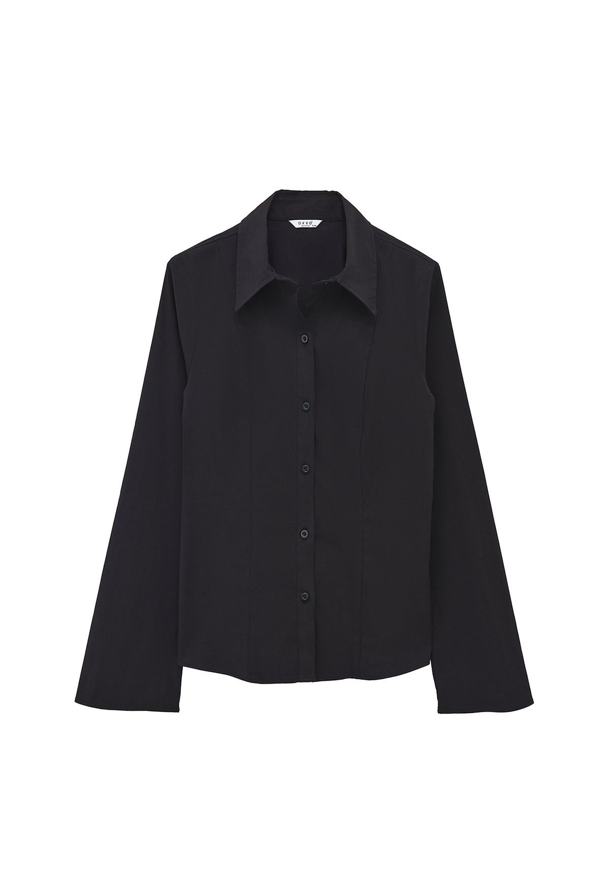 Long Sleeved Slim Shirt - BLACK