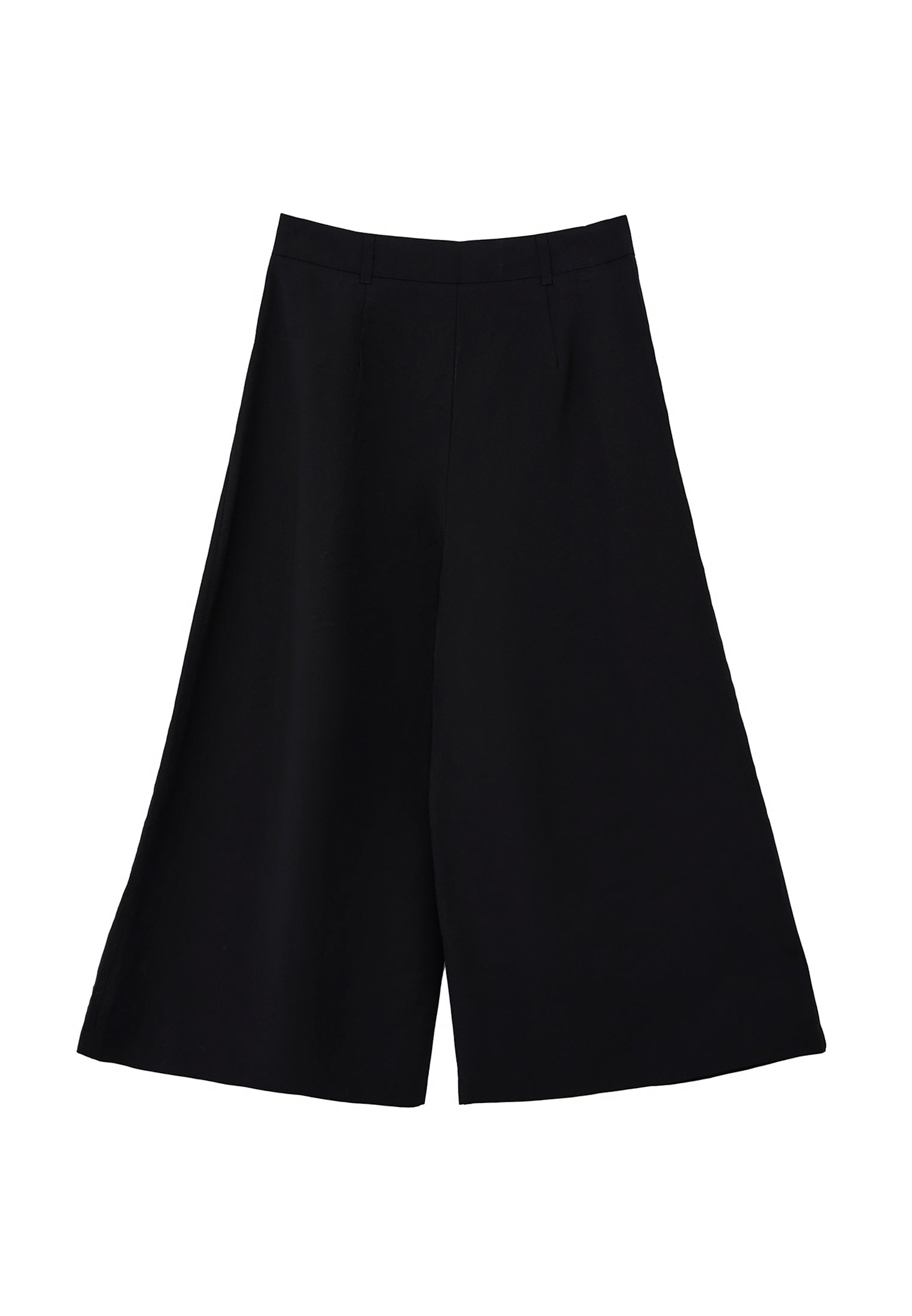 Cropped Culotte Trousers - BLACK