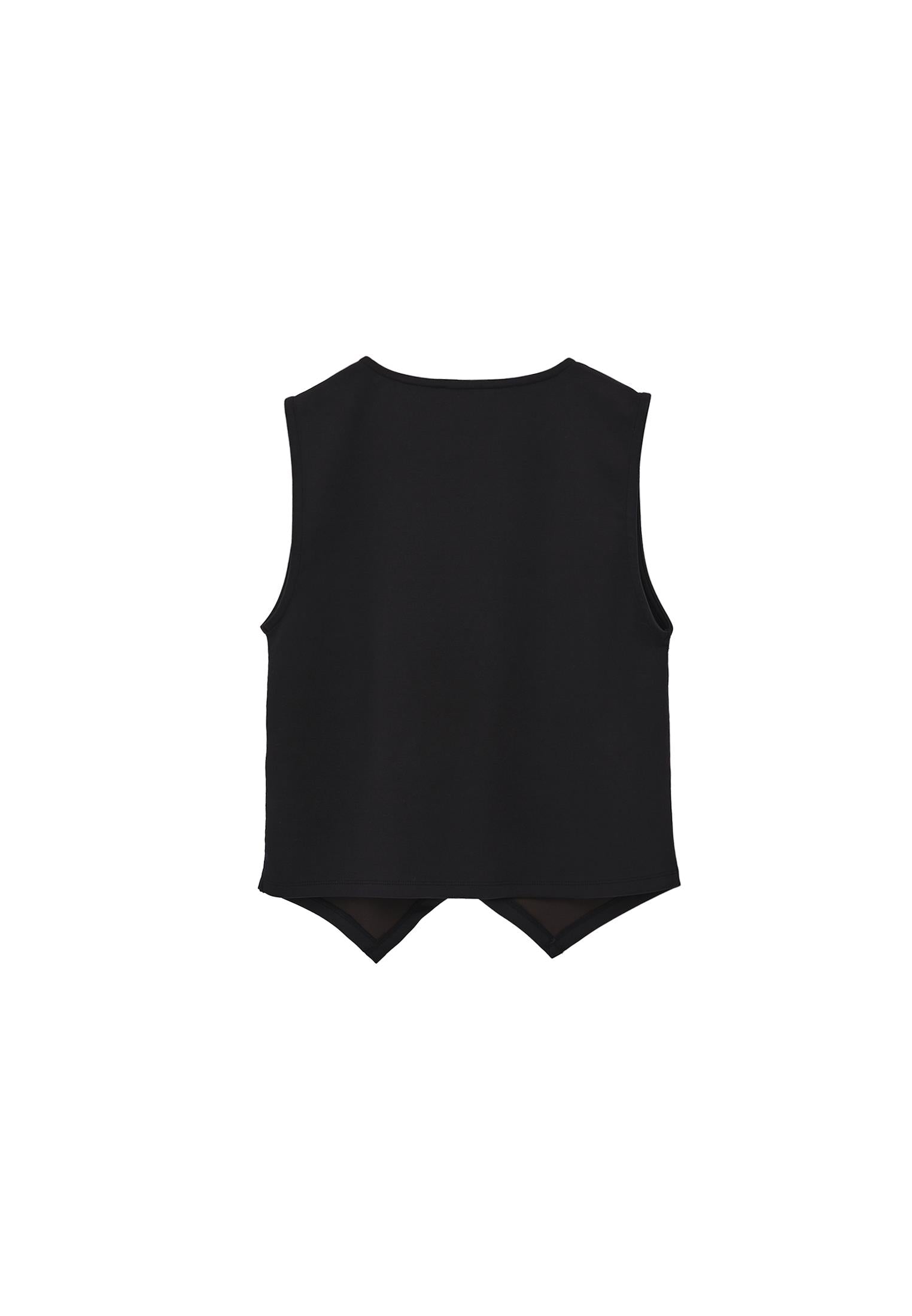 V Neck Easy To Combine Tank Top - BLACK