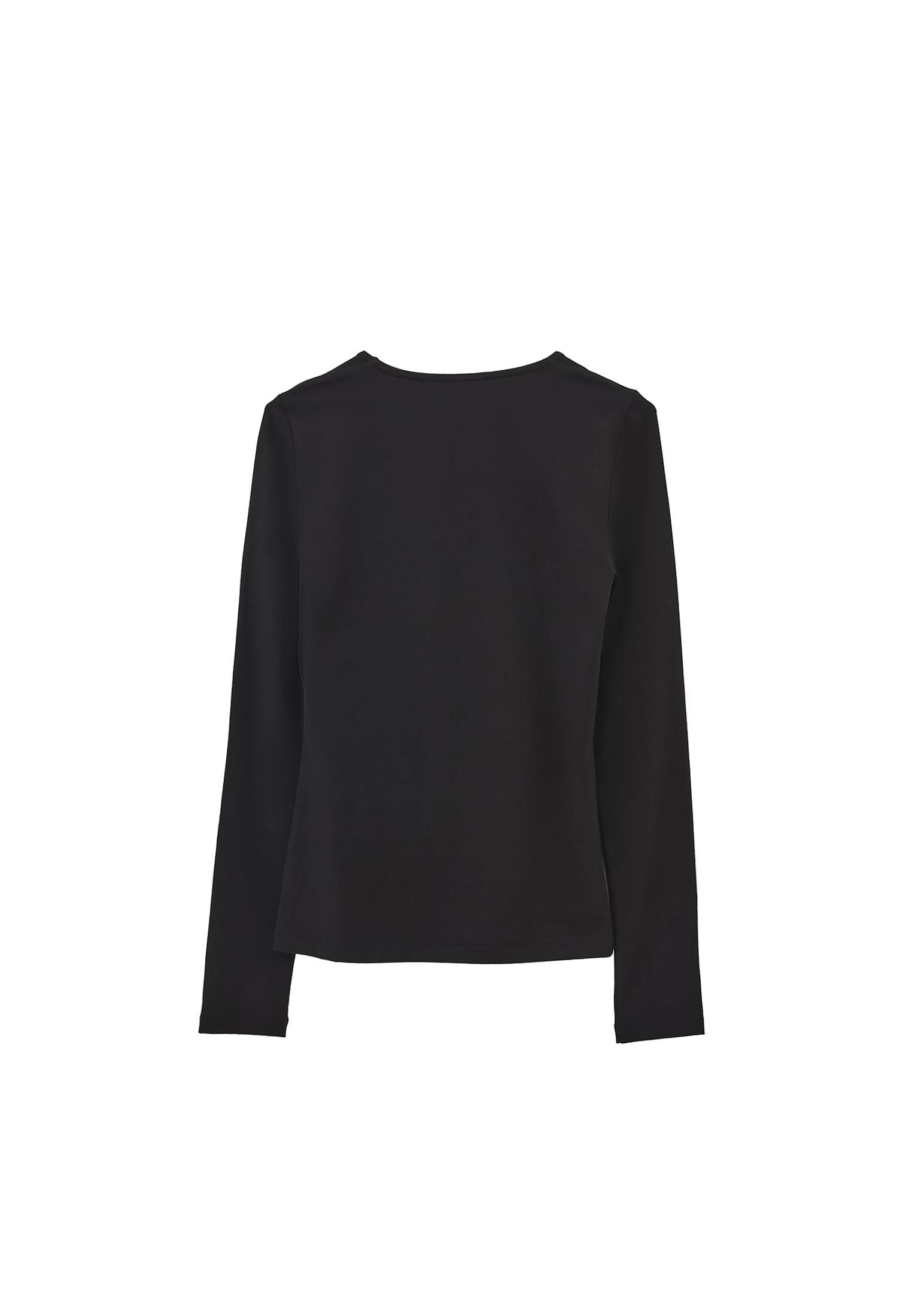 Square Neck Modal T-Shirt - BLACK