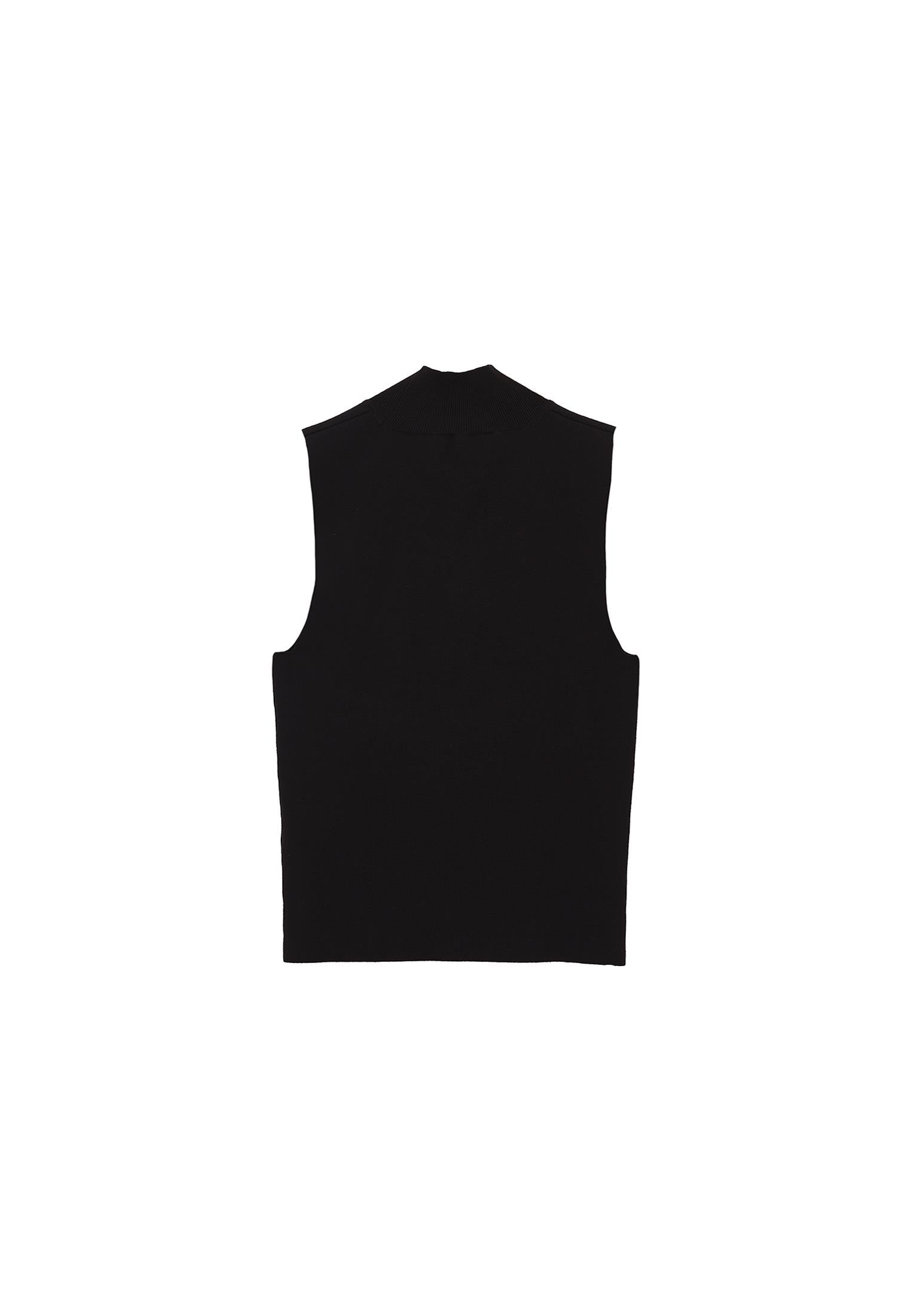 High Neck Tank Top - BLACK