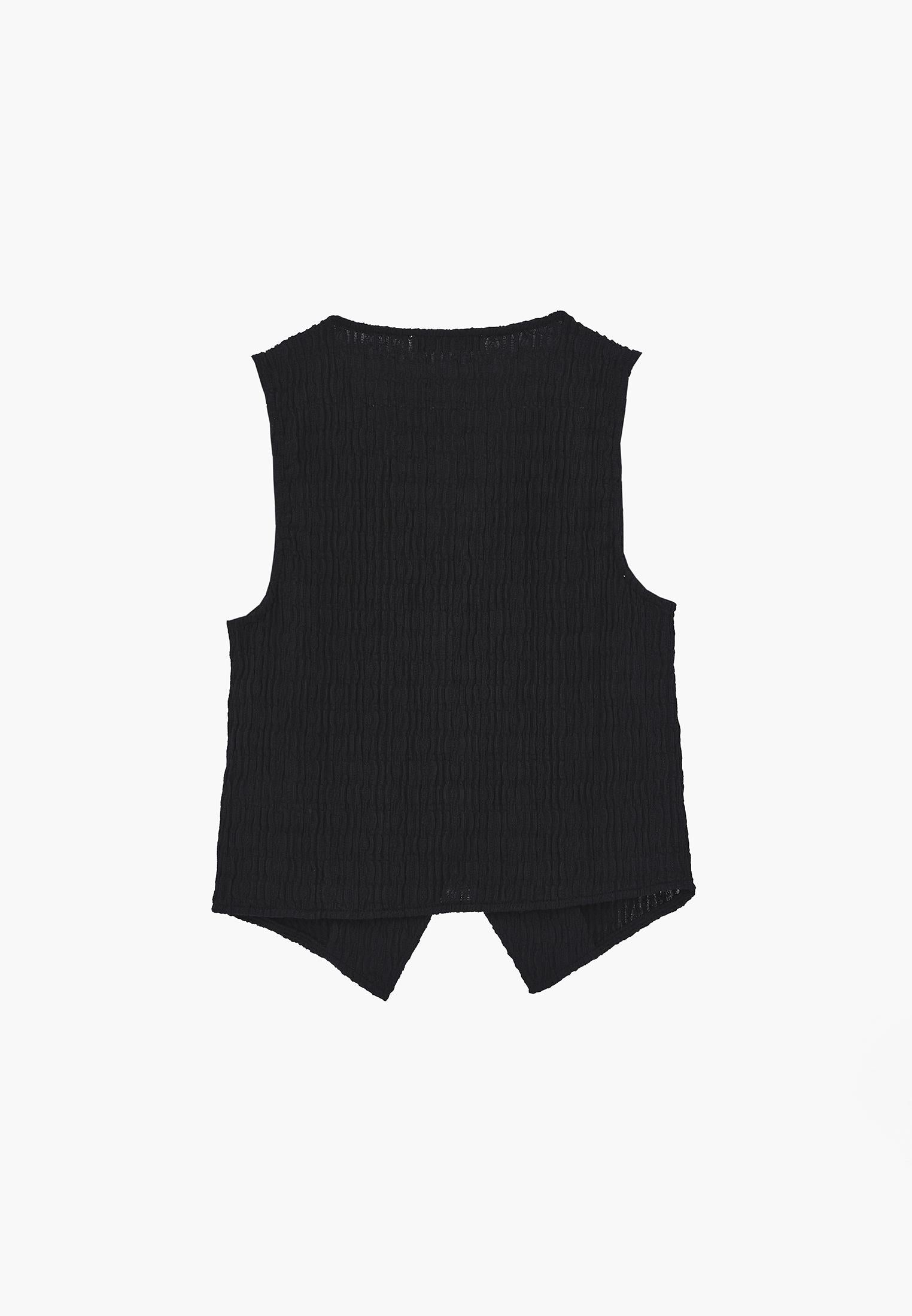 V Neck Closed Form Vest - BLACK