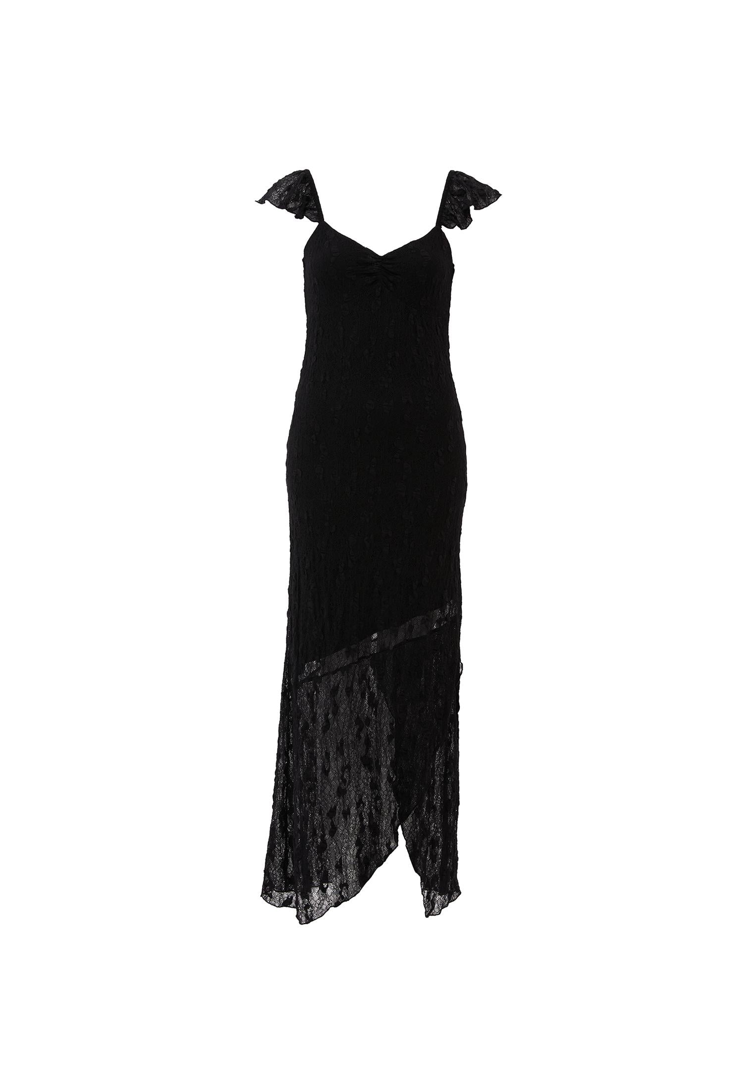 V Neck Long Maxi Dress - BLACK