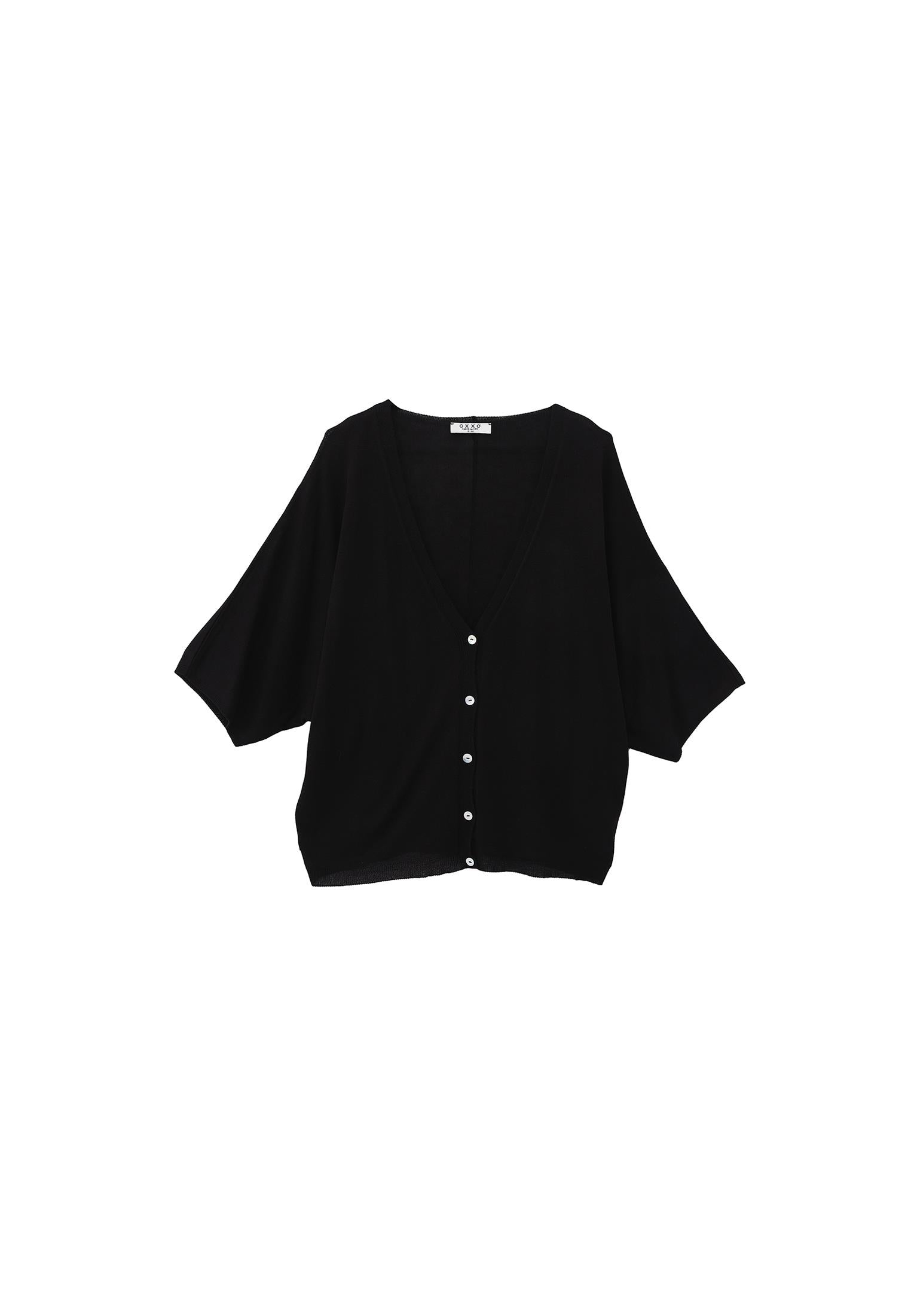 Tunic Cardigan Women Long Sleeve Batwing Sleeve - BLACK