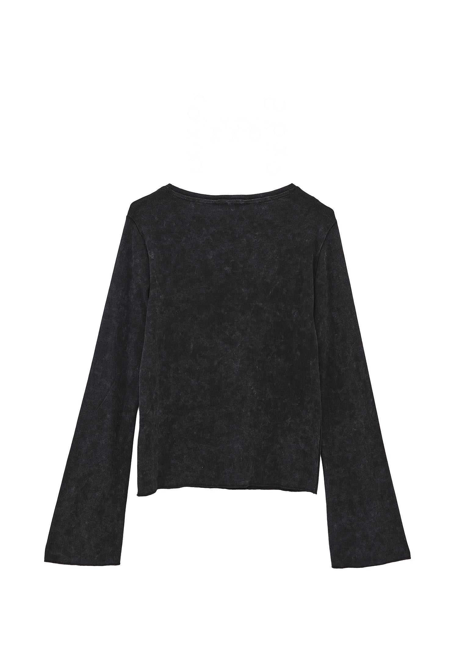 Long Sleeve Cotton T-Shirt - BLACK