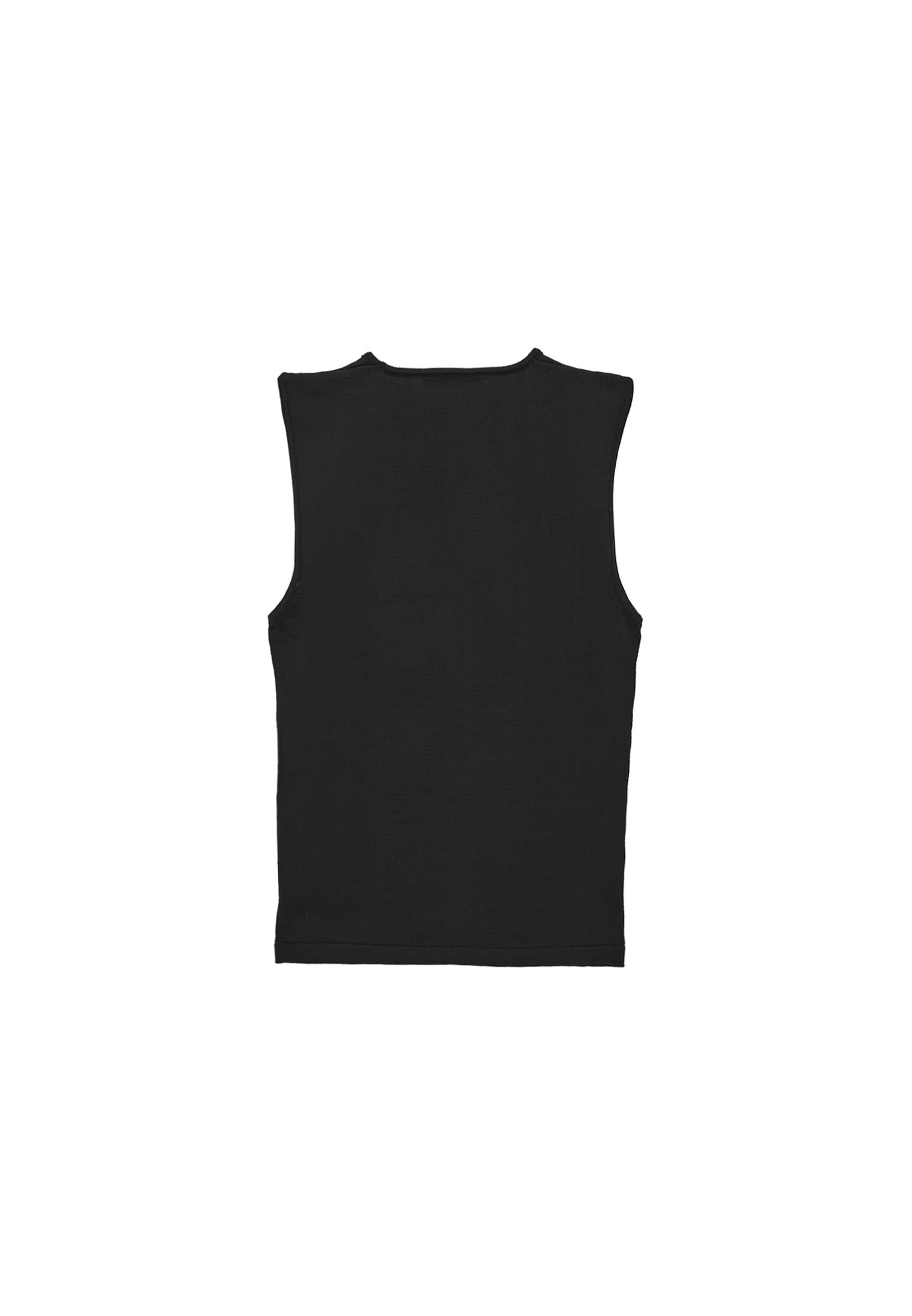 V Neck Ruched Tank Top - BLACK