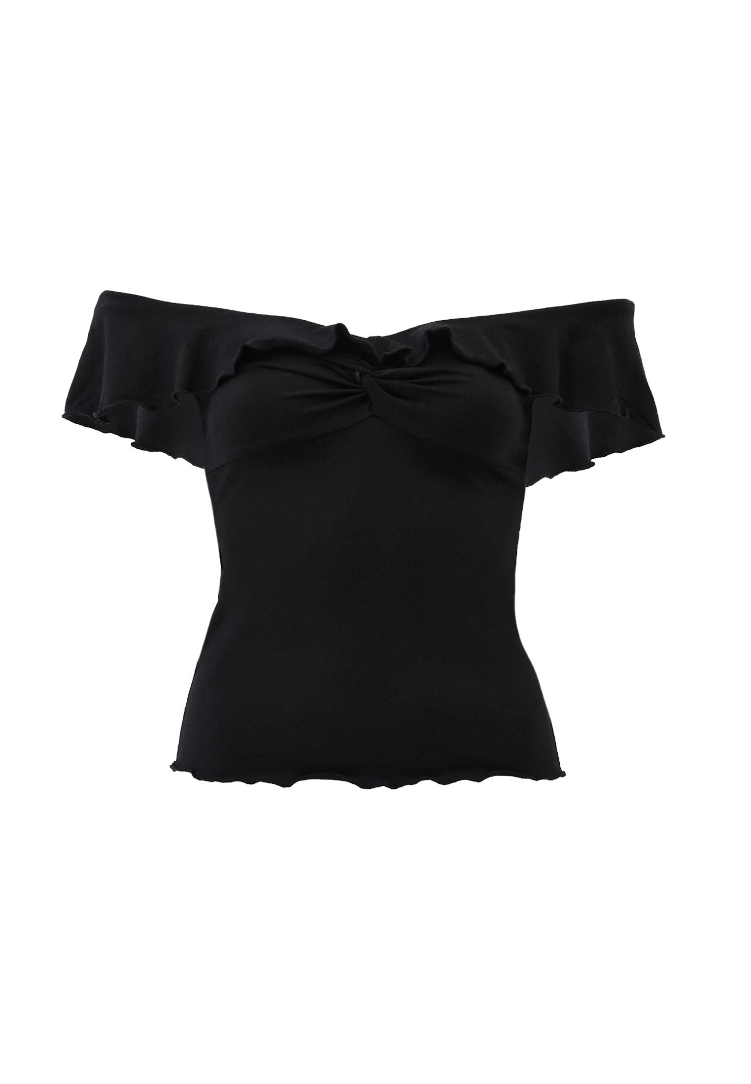 Off Shoulder Modal Blouse - BLACK