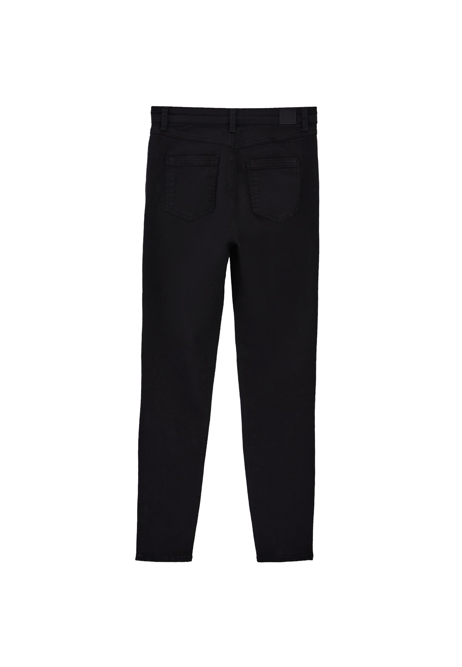 High Waist Skinny Standard Trousers - BLACK