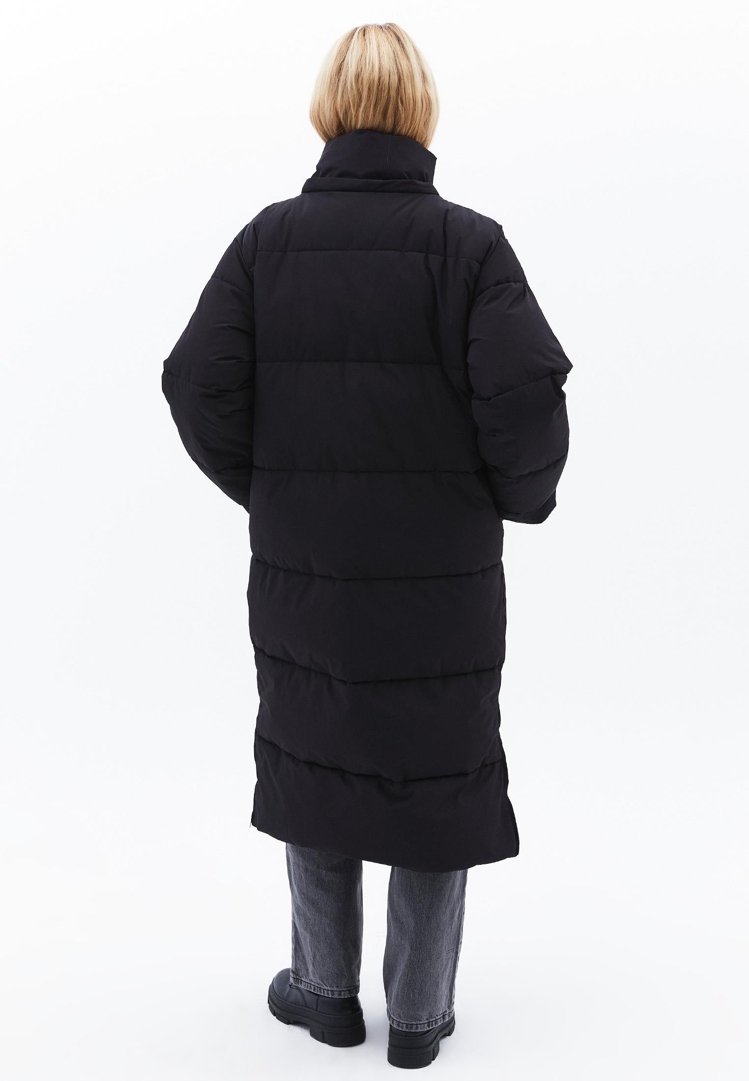 Long Coat With Zipper Detail - BLACK