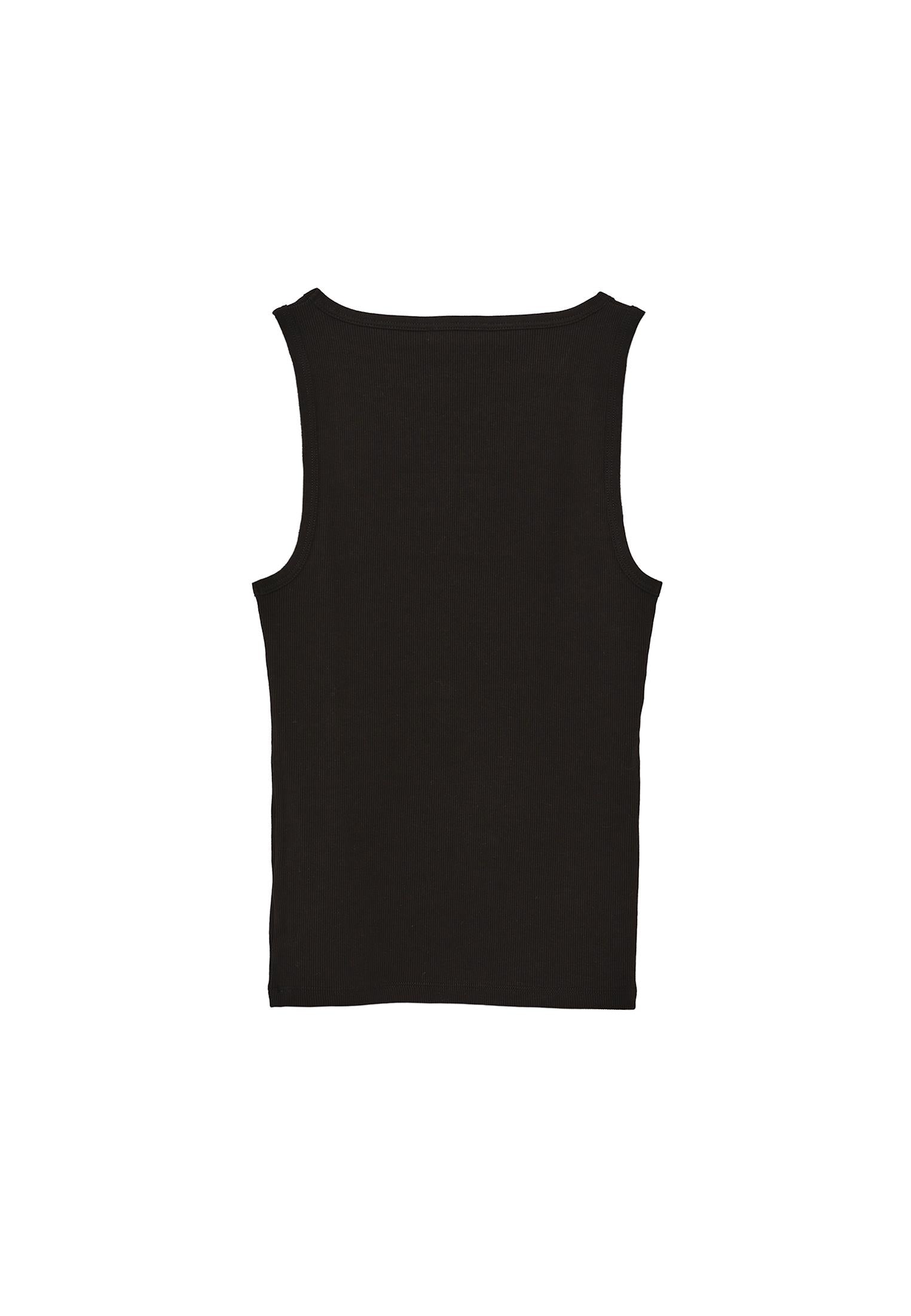 Square Neck Bodycon Tank Top - BLACK