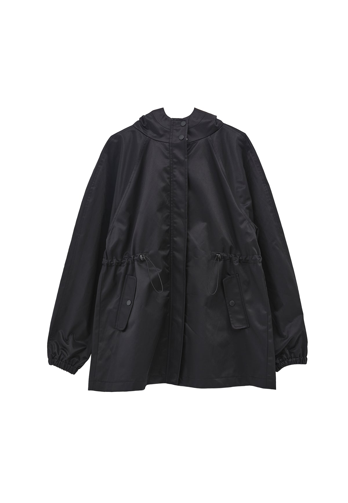 Hooded Midi Coat - BLACK