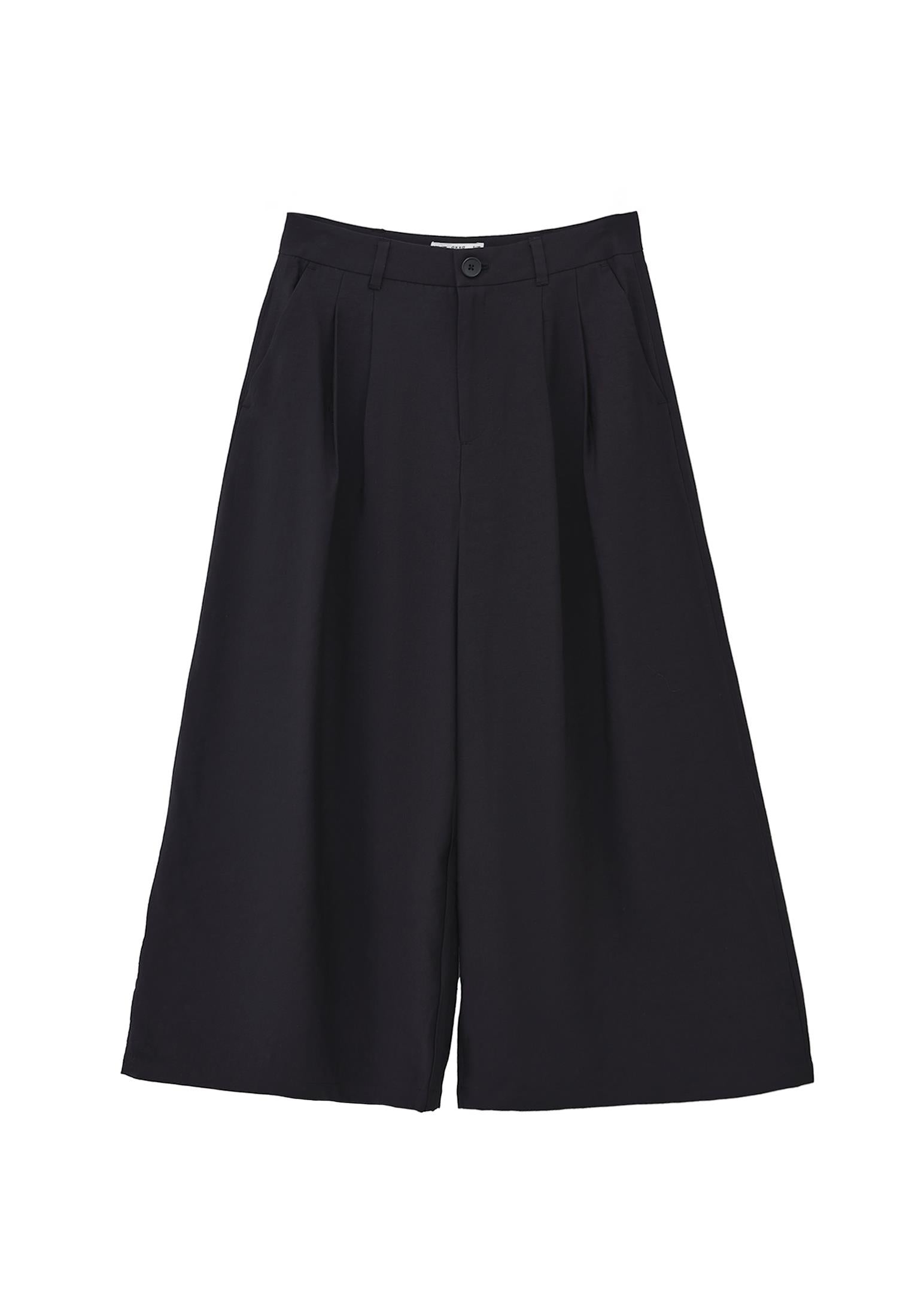 High Waist Wide Leg Pants - BLACK