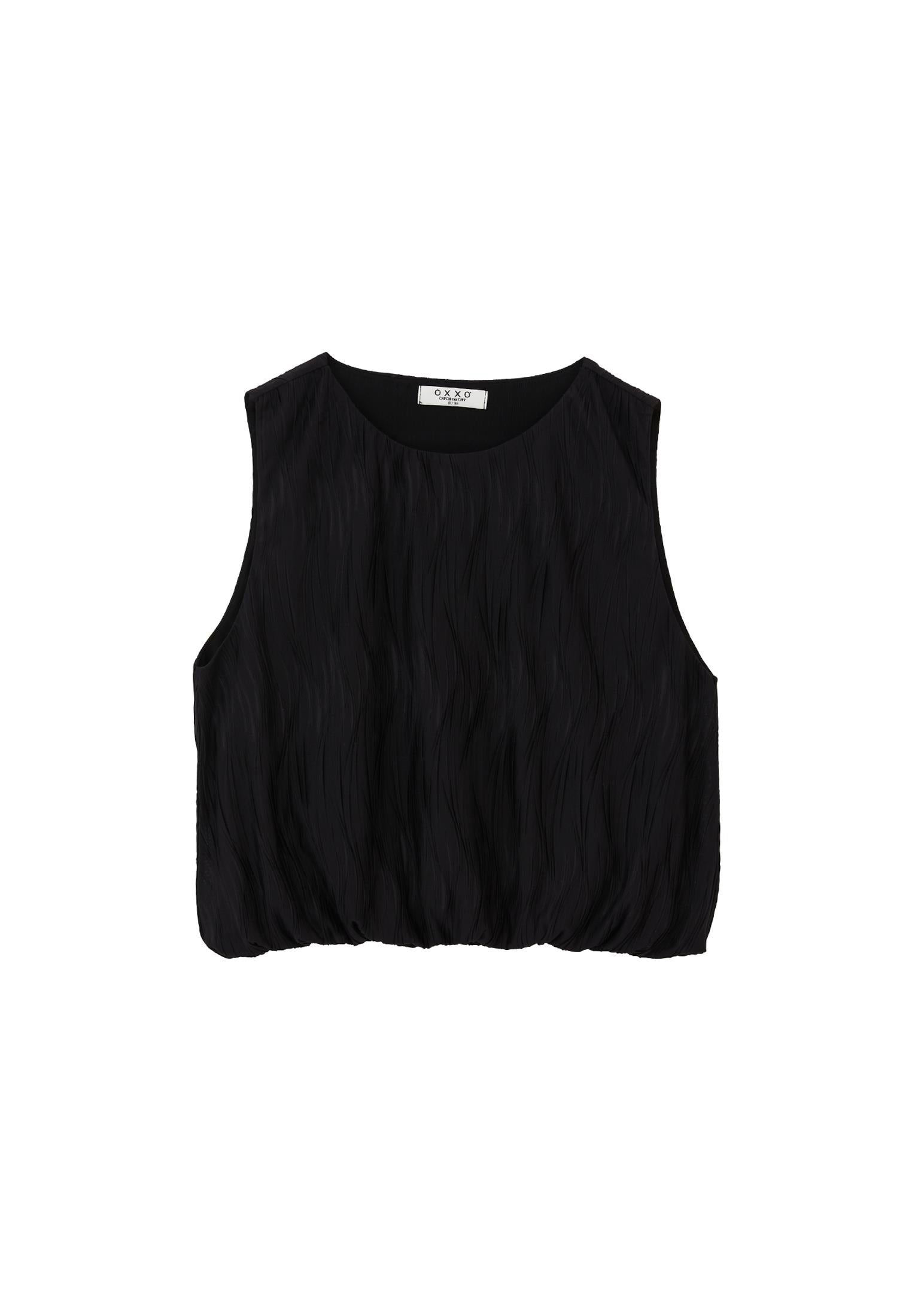 Oversize Sleeveless Crew Neck Blouse - BLACK