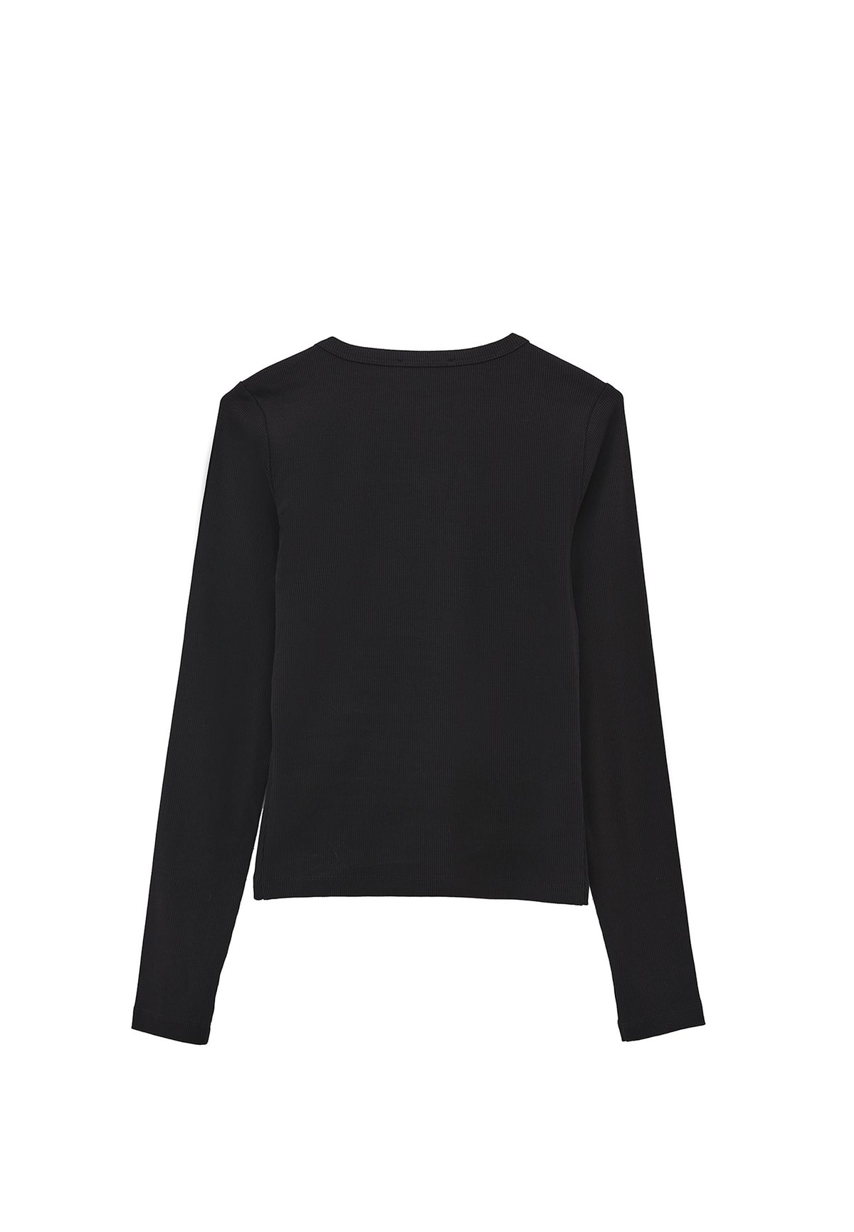 Crew Neck Long Sleeve T-Shirt - BLACK
