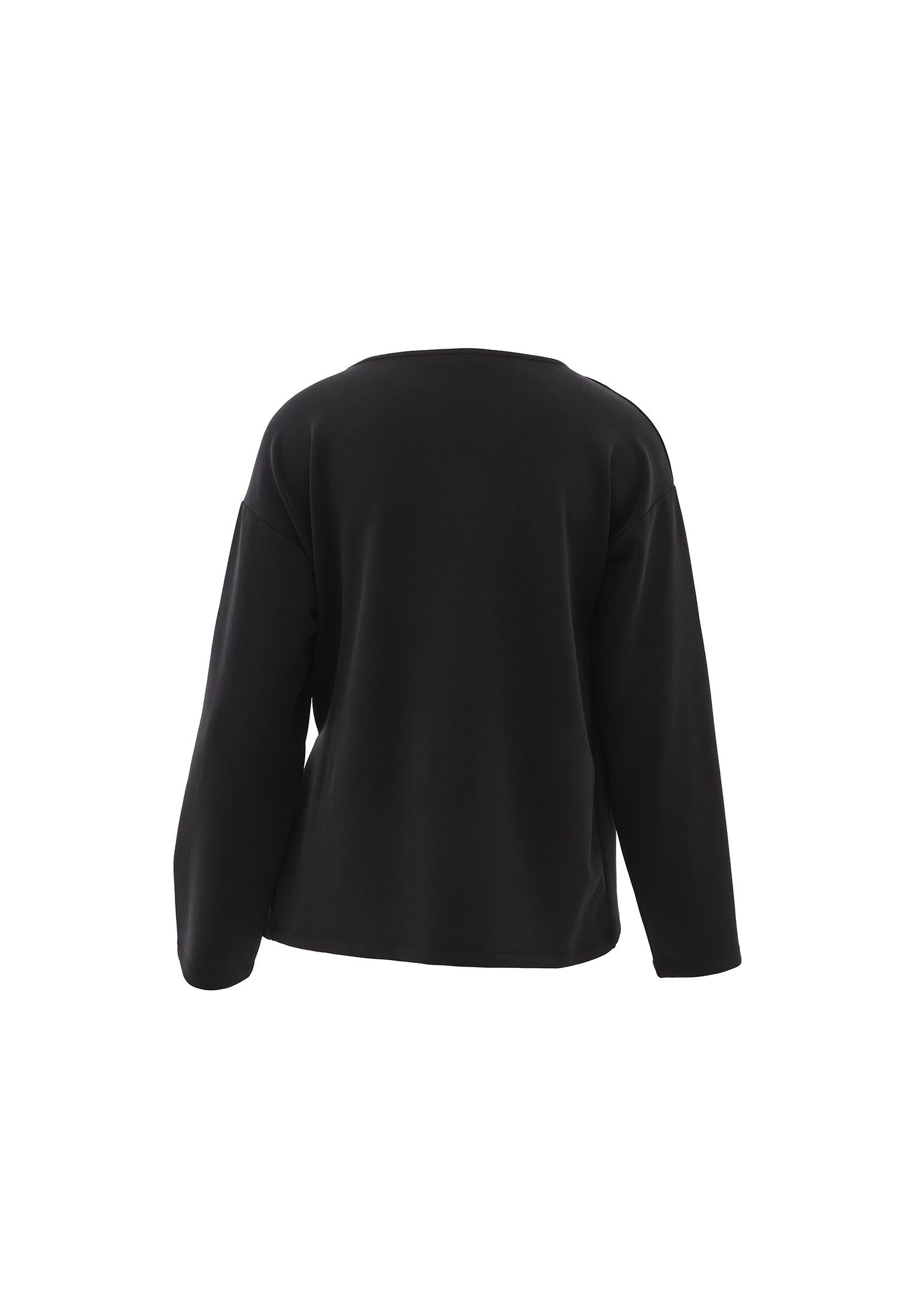 Long Cardigan With Wrap Neckline - BLACK