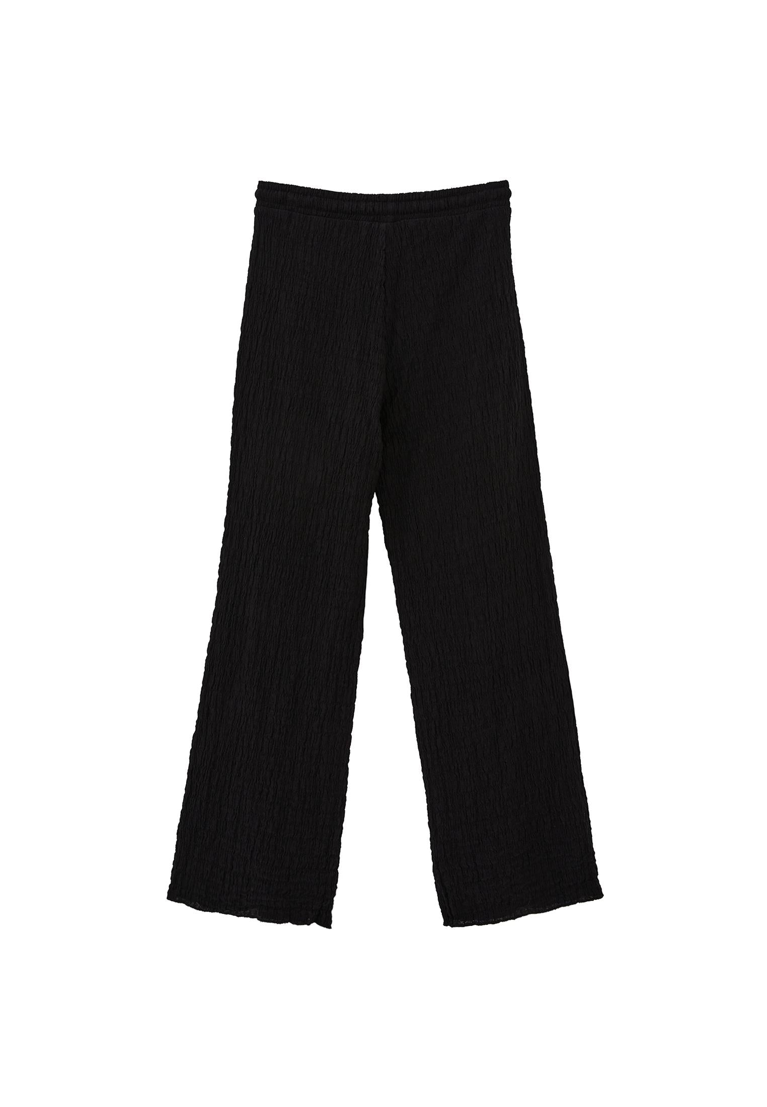 Wide Leg Cotton Pants - BLACK