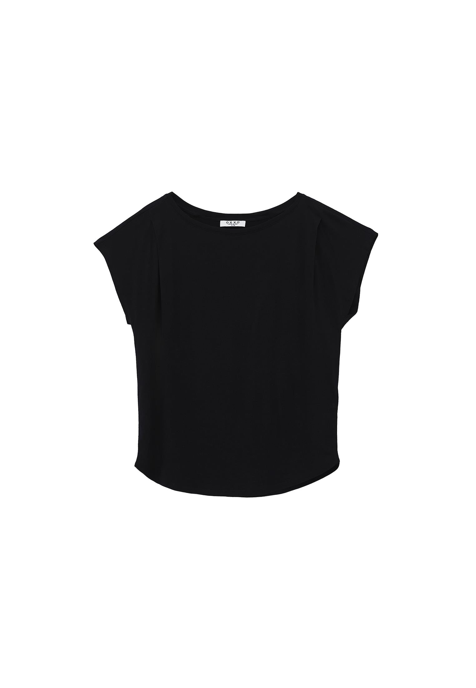 Boat Neck Loose Fit T-Shirt - BLACK