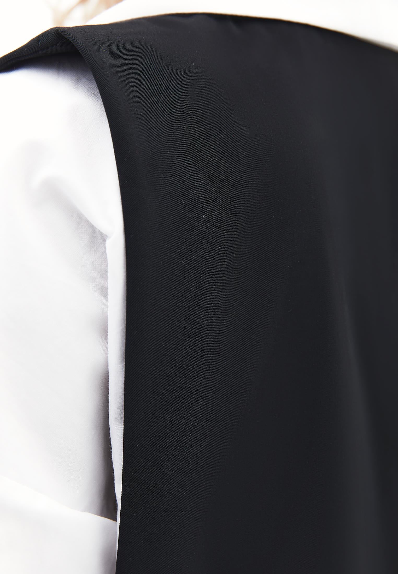 Vest With Buckle Detail V Neck - BLACK