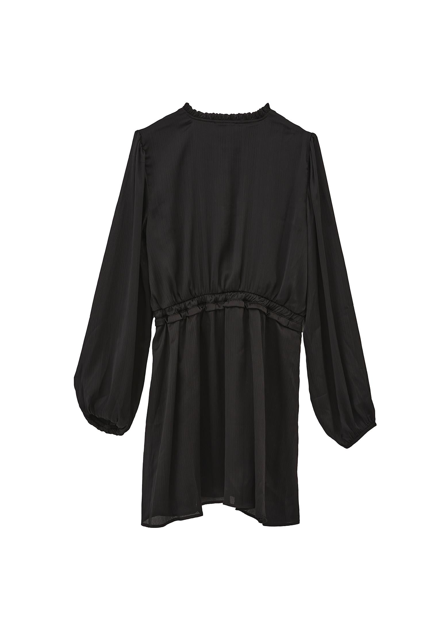 Short V-Neck Dress - BLACK