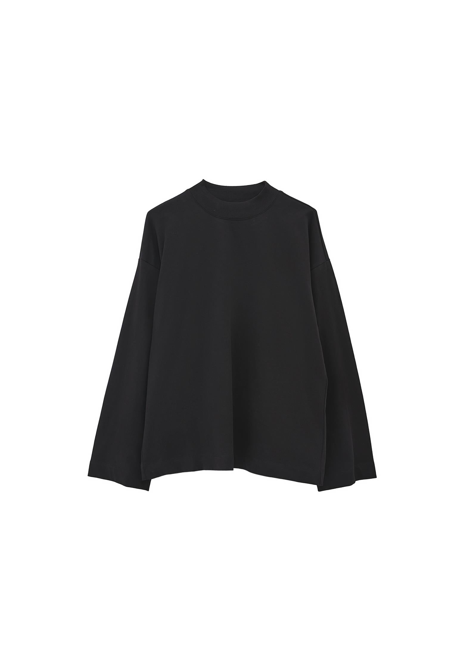 High Neck Oversize T-Shirt - BLACK