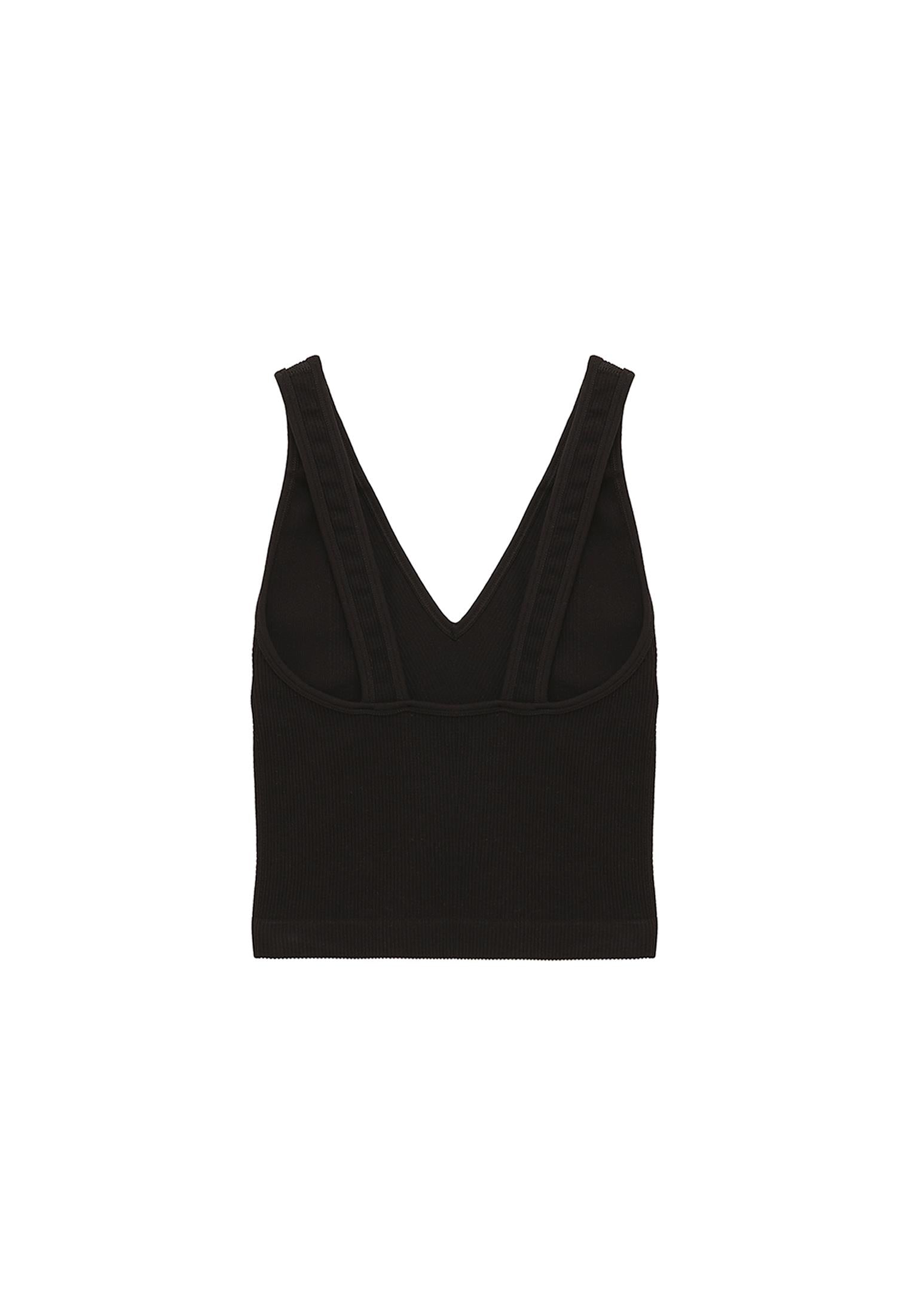V Neck Bodycon Tank Top - BLACK