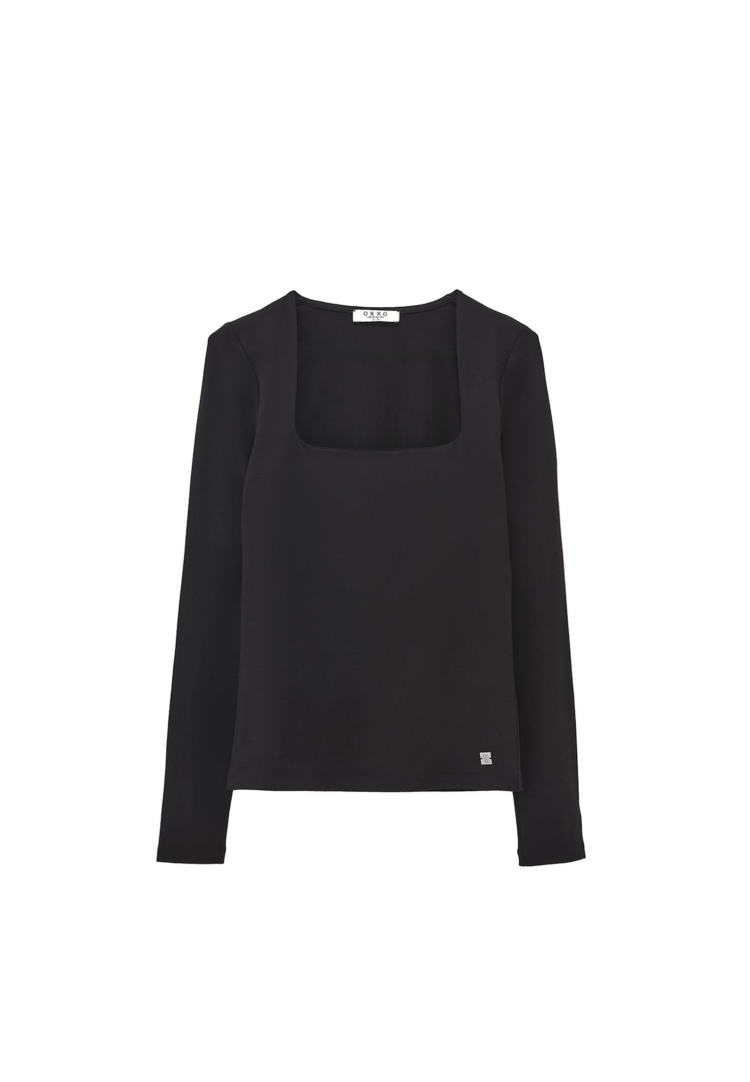 Square Neck T-Shirt - BLACK